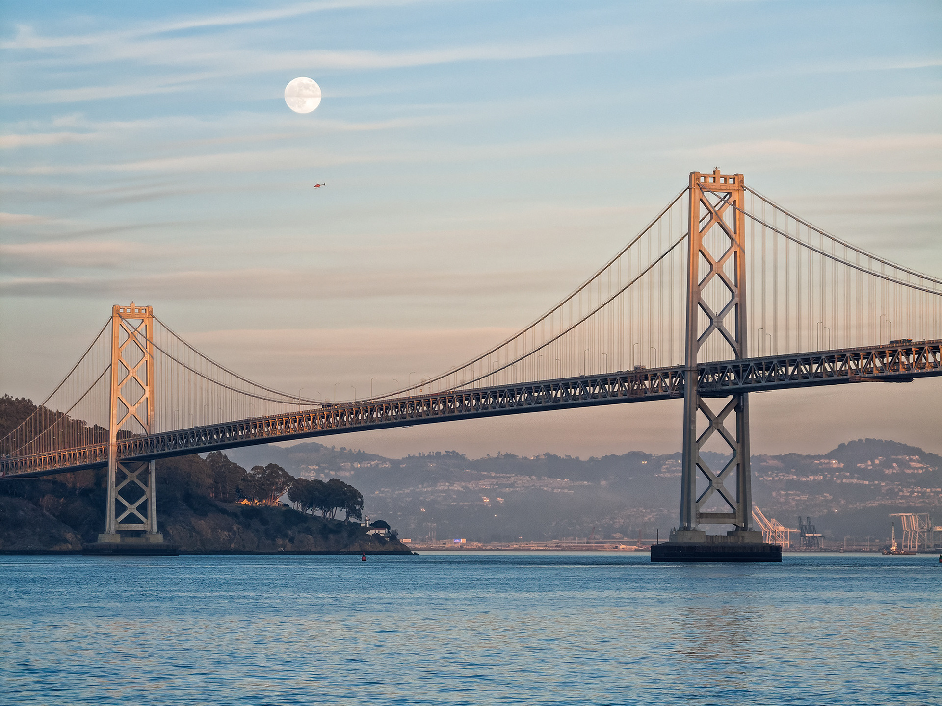Bay Bridge, Full Moon, Sunset