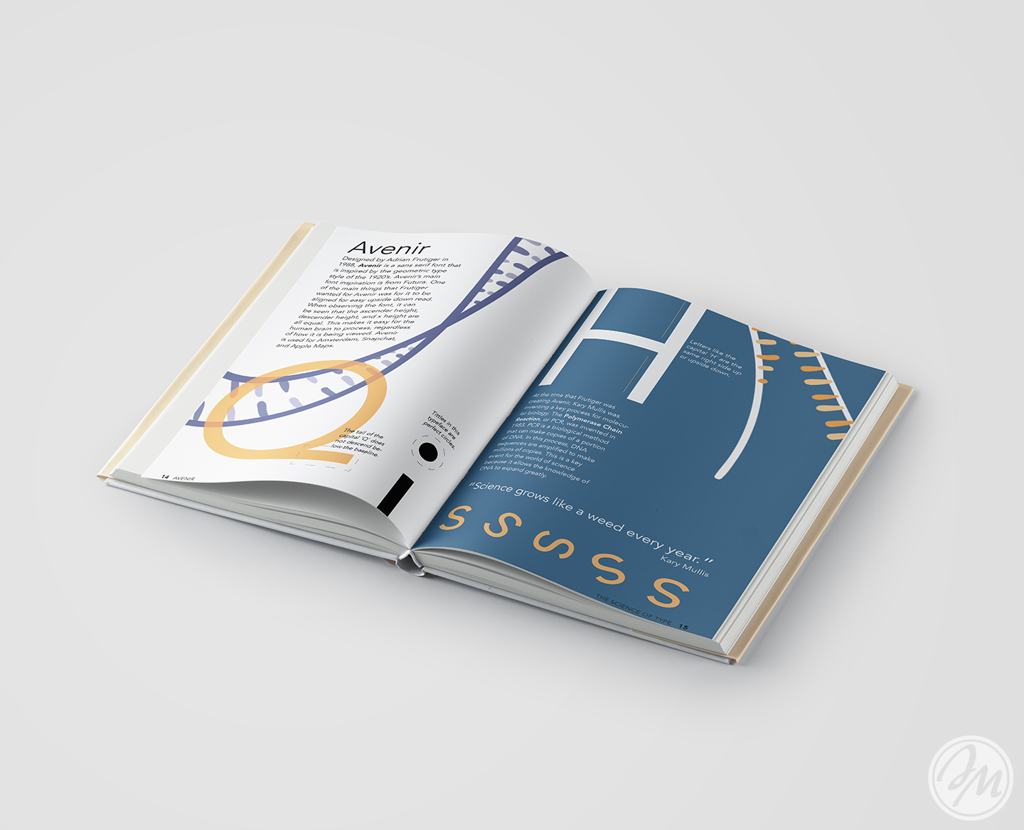 The Science of Type Avenir Spread / Illustrator & InDesign / 2019
