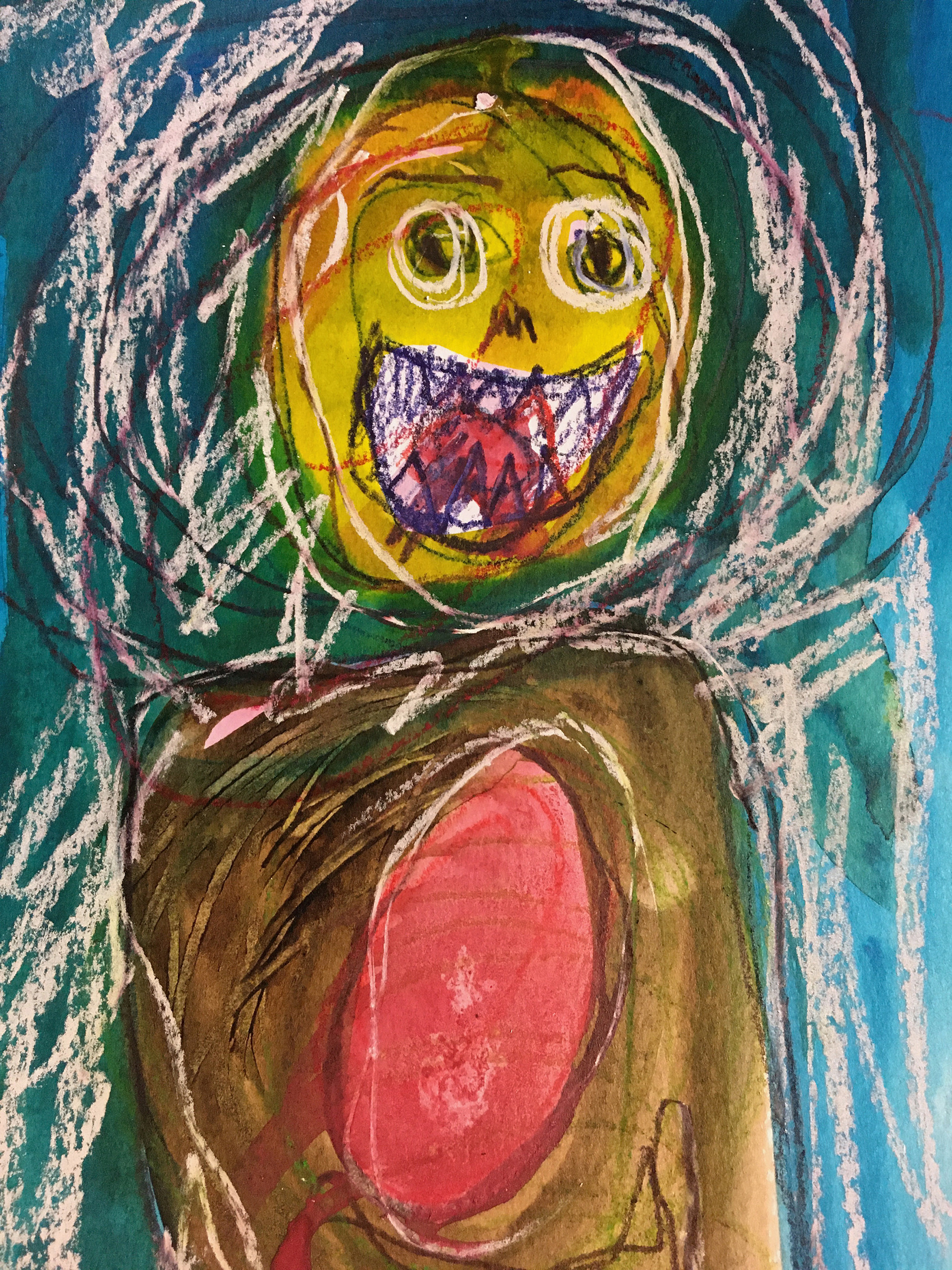 The one who will not be named, 2022, mixed media on paper, 20.5cm x 14cm