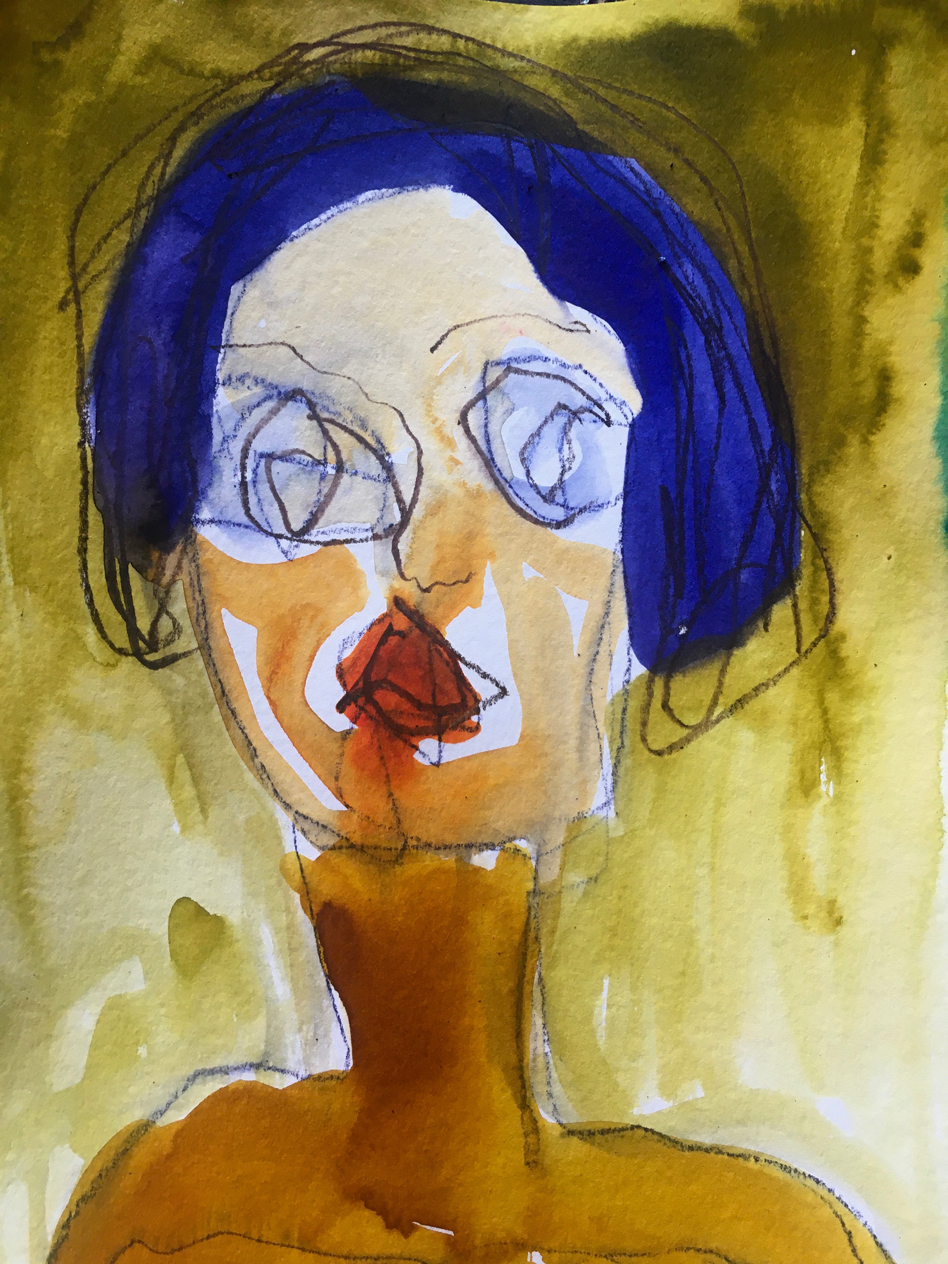 Cognitive disonance, 2022, watercolour and ink pencil on paper, 20.5cm x 14cm