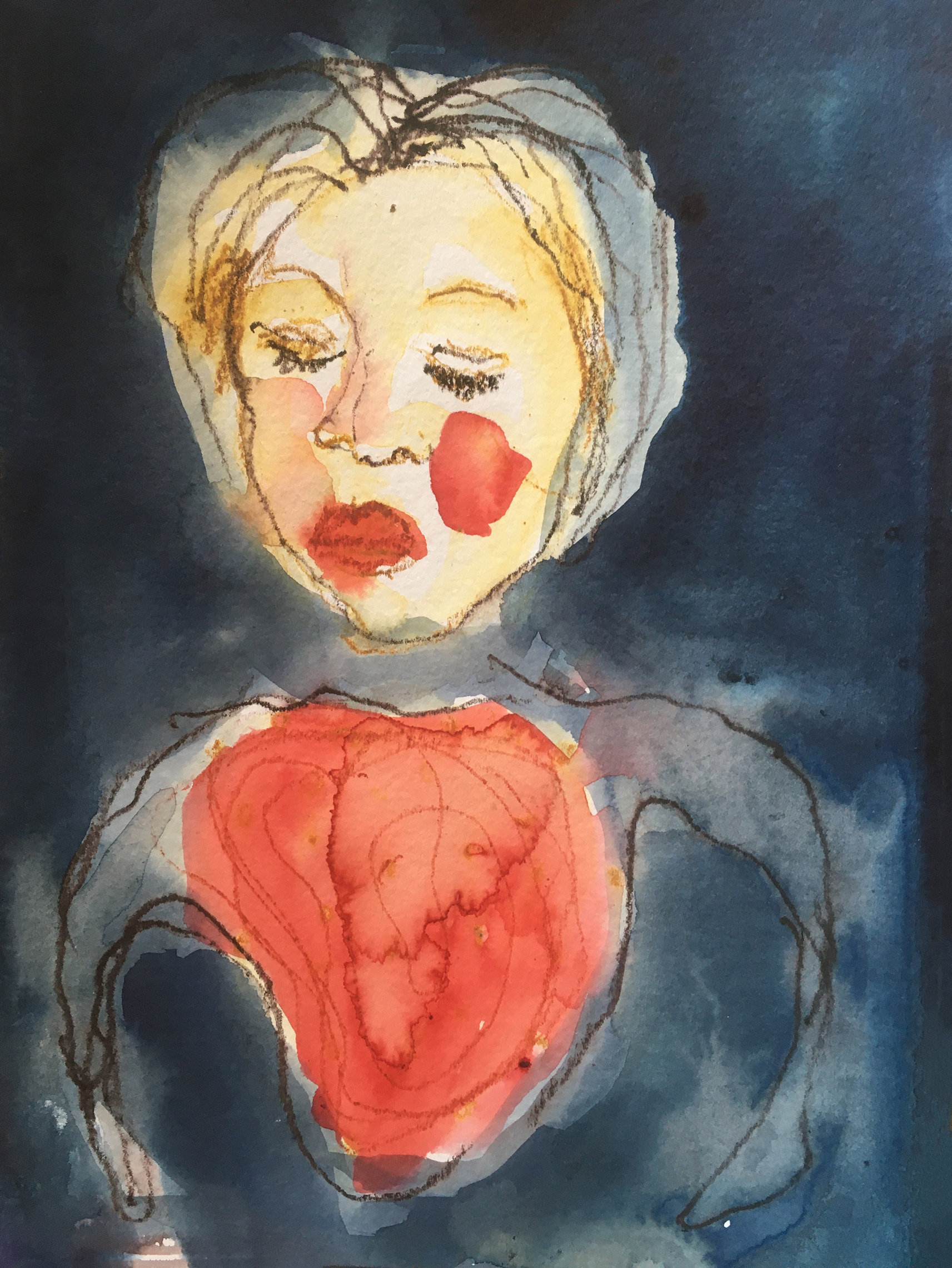 The heart knows, 2022, watercolour and ink pencil on paper, 14.5cm x 21cm 