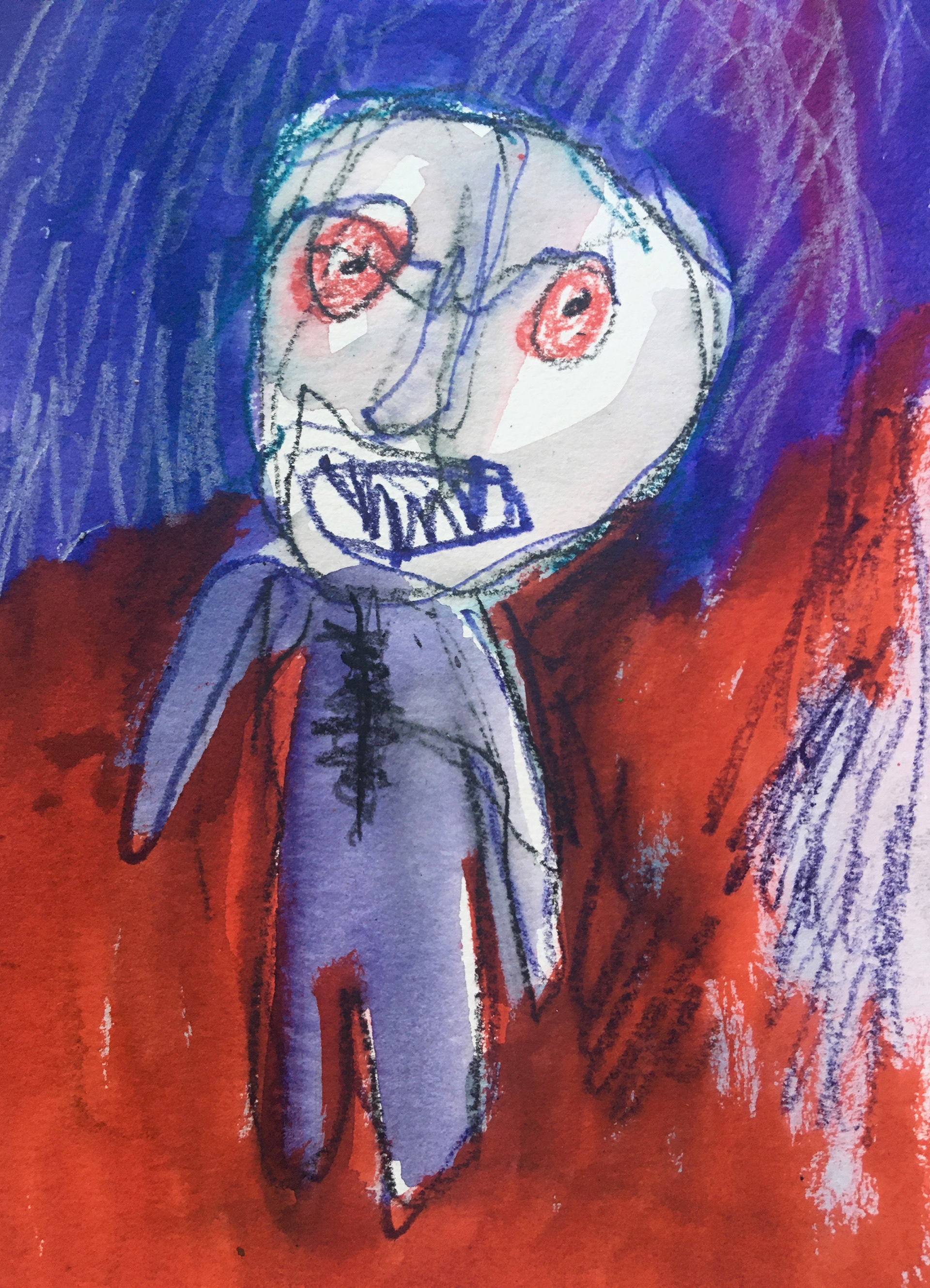 The broken hearted i, 2022, mixed media on paper, 18.5cm x 12.5cm