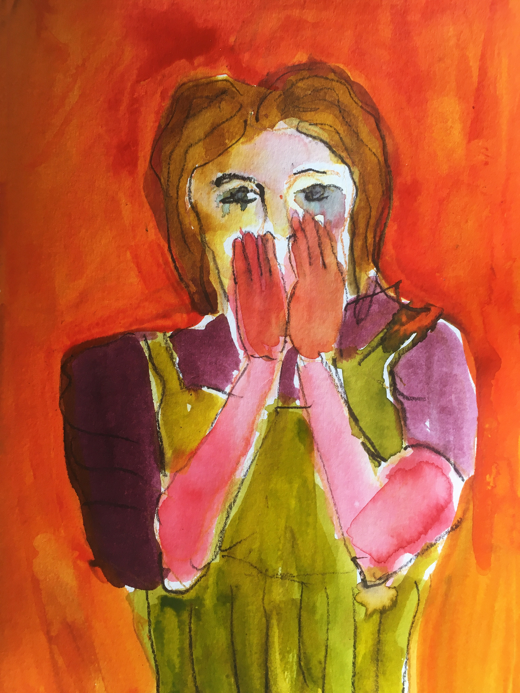 Silenced, 2022, watercolour and ink pencil on paper, 14.5cm x 21cm