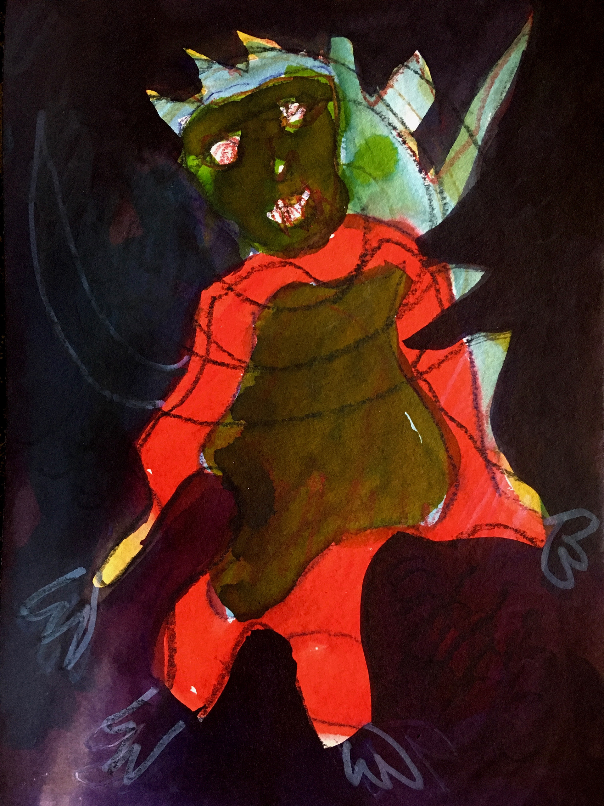 The devil in disguise, 2022, Mixed media on paper, 18.5cm x 12.5cm