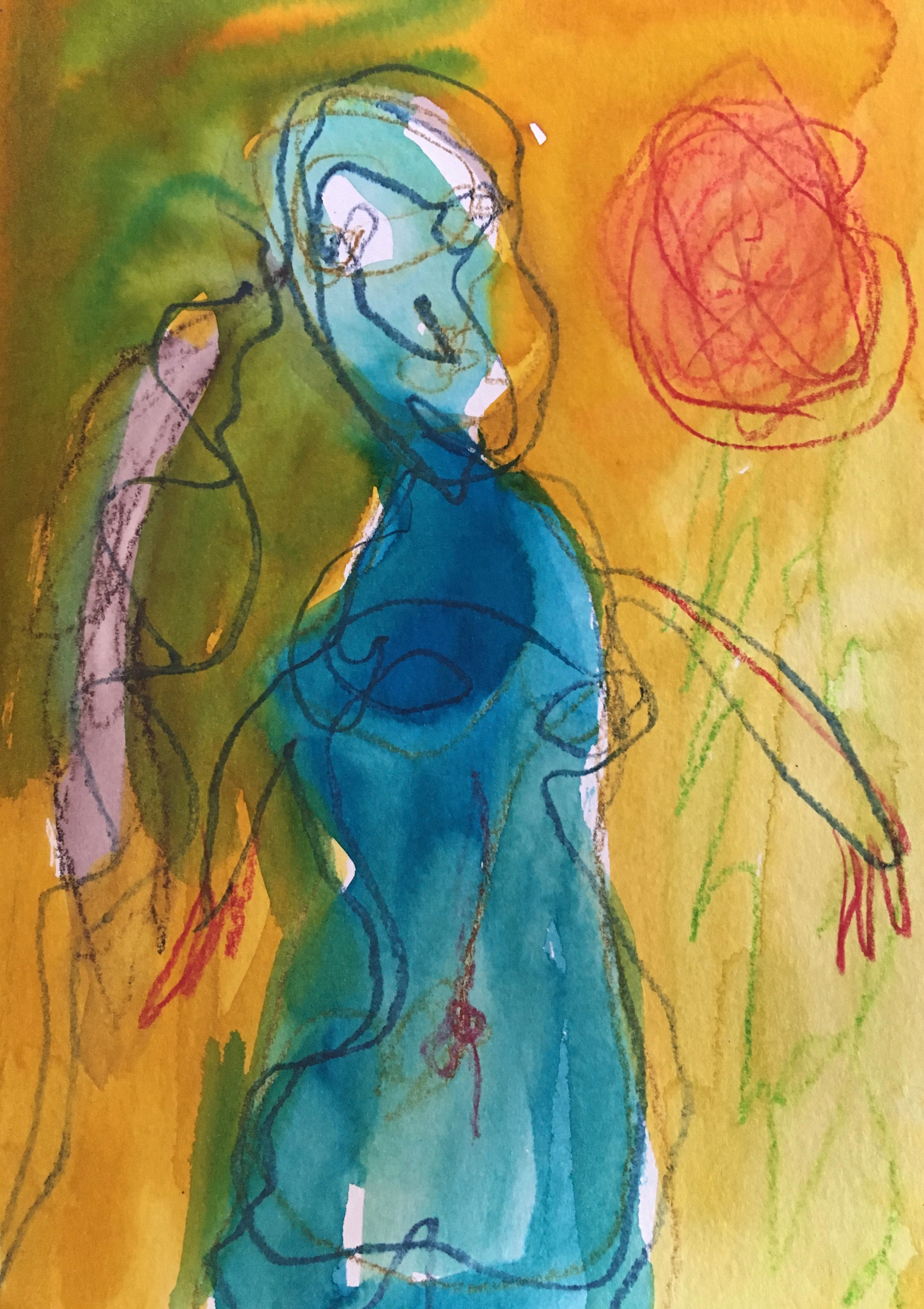 The one who will not be named, 2022, mixed media on paper, 20.5cm x 14cm