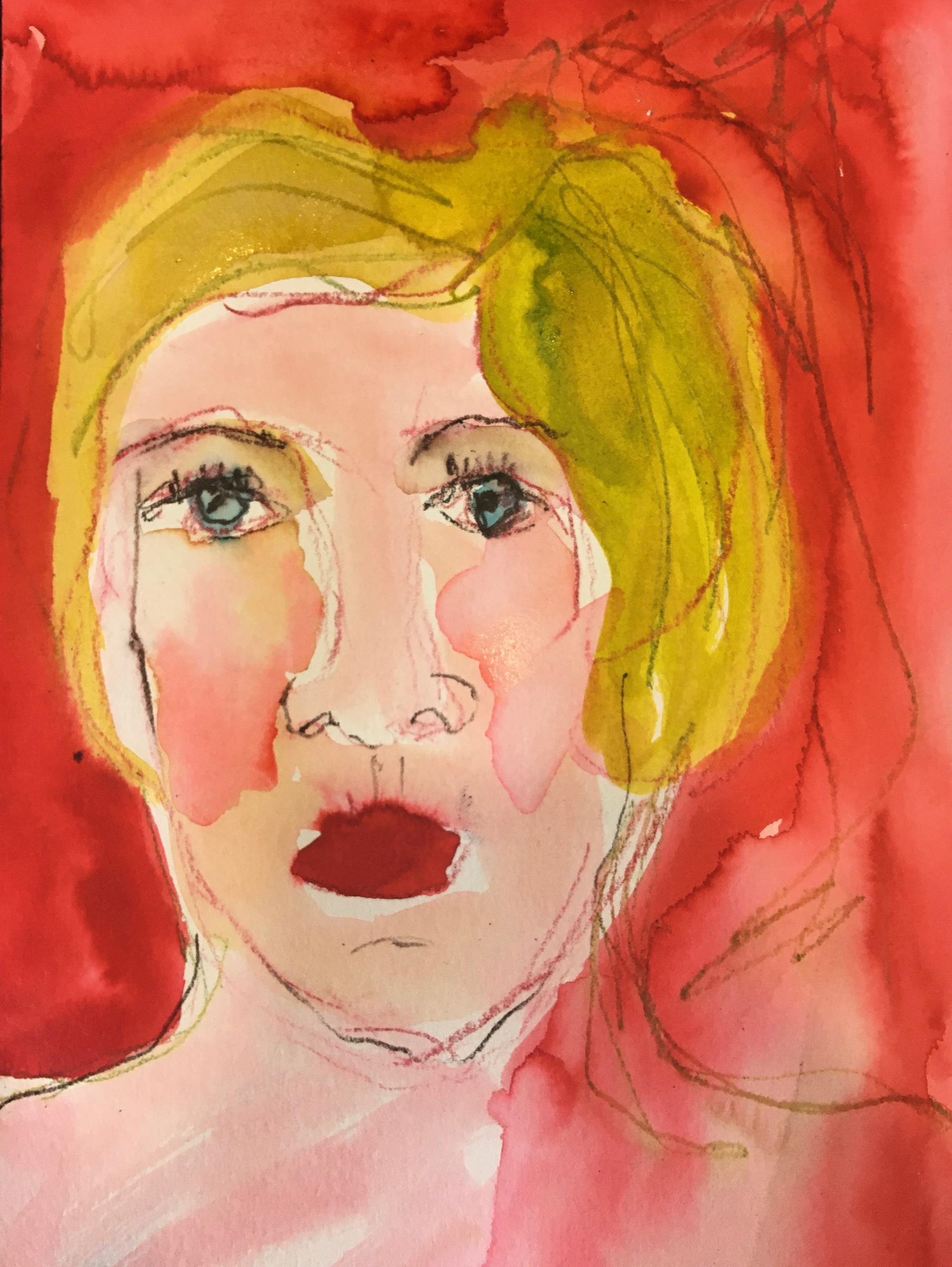 Don't fool yourself, 2022, Distorted perception, 2022, watercolour and ink pencil on paper, 14.5cm x 21cm 