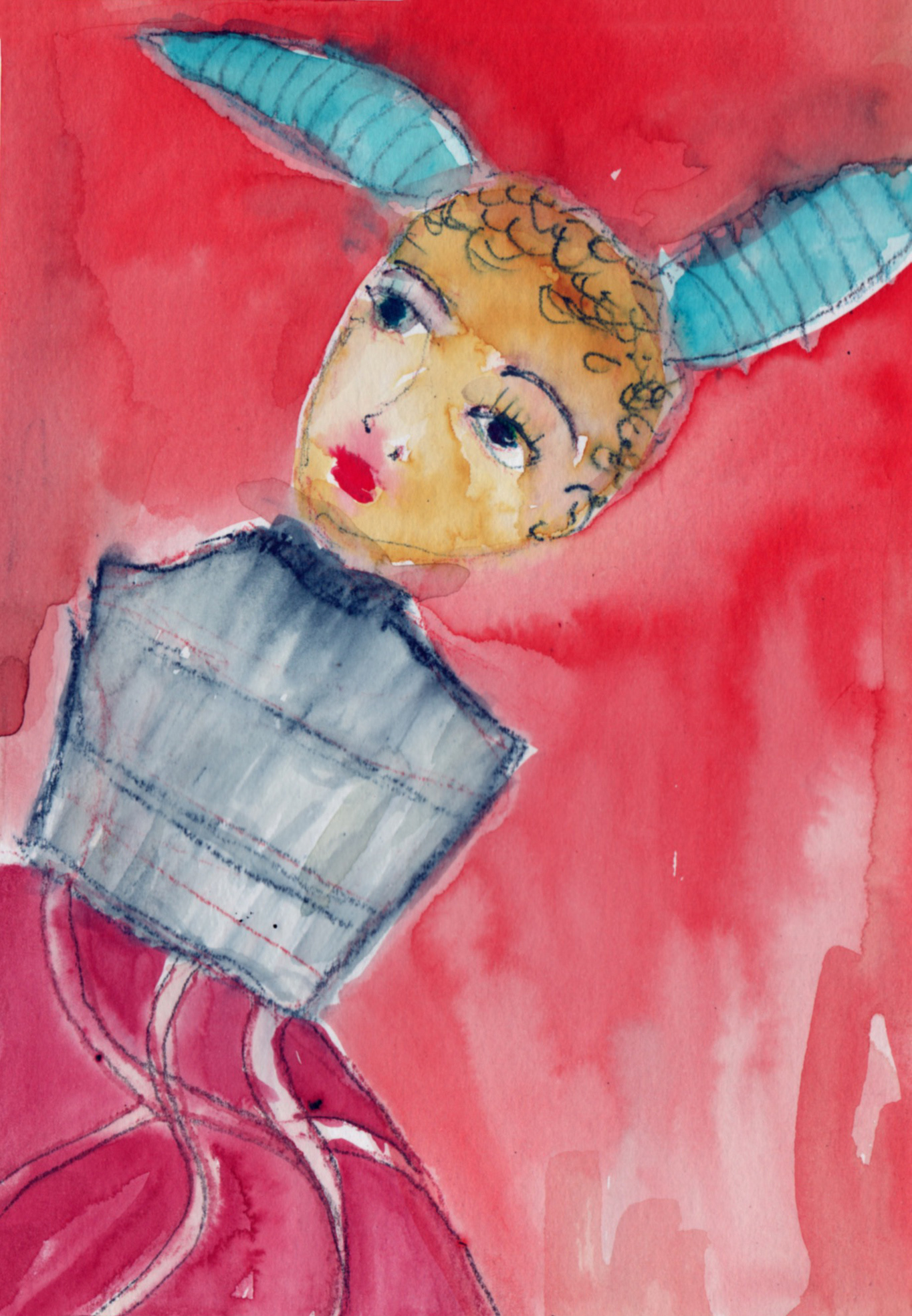 Emotional antenae, 2022, watercolour and ink pencil on paper, 14.5cm x 21cm