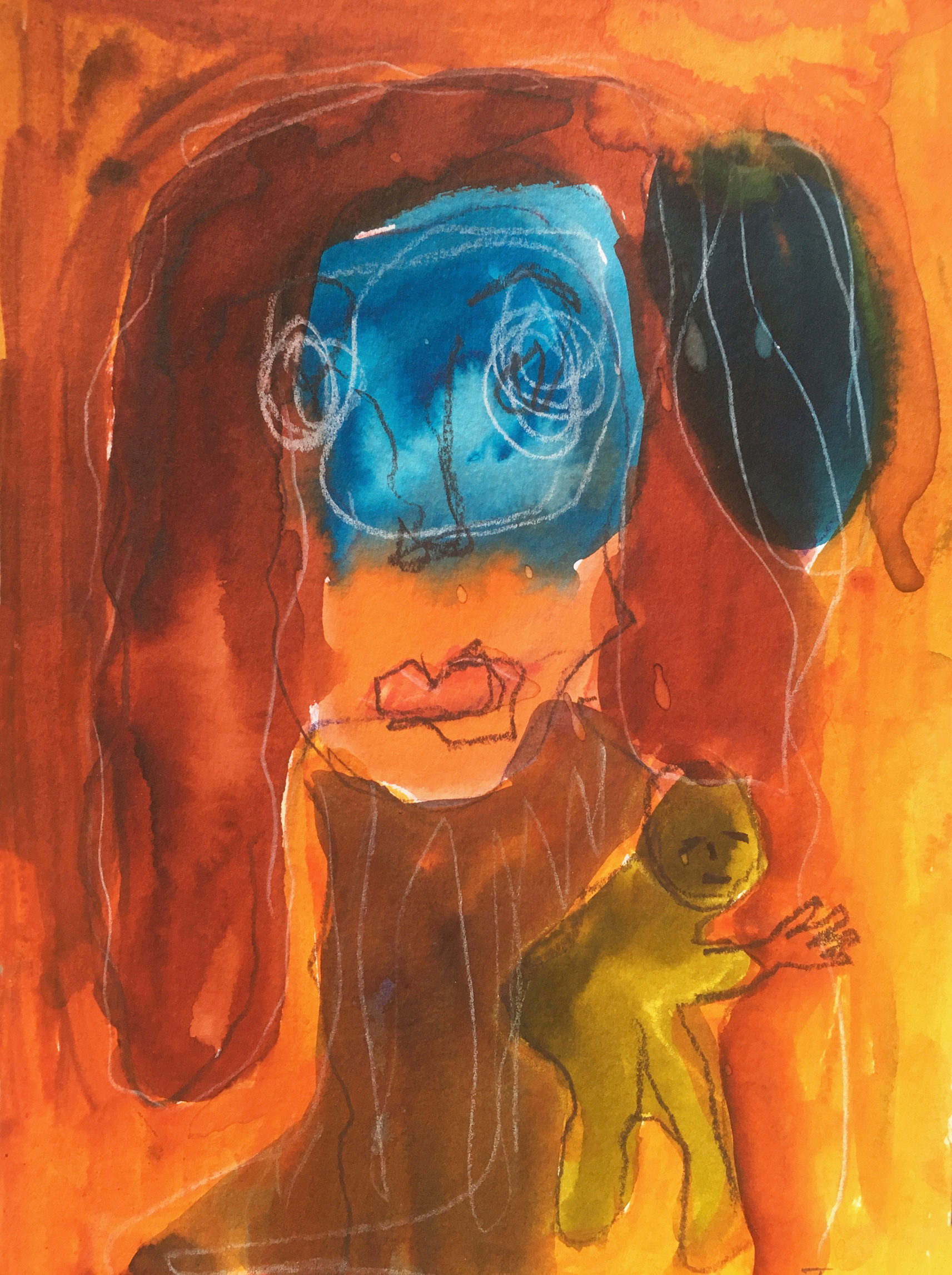 Non reality in a non universe, 2022, watercolour and ink pencil on paper, 14.5cm x 21cm