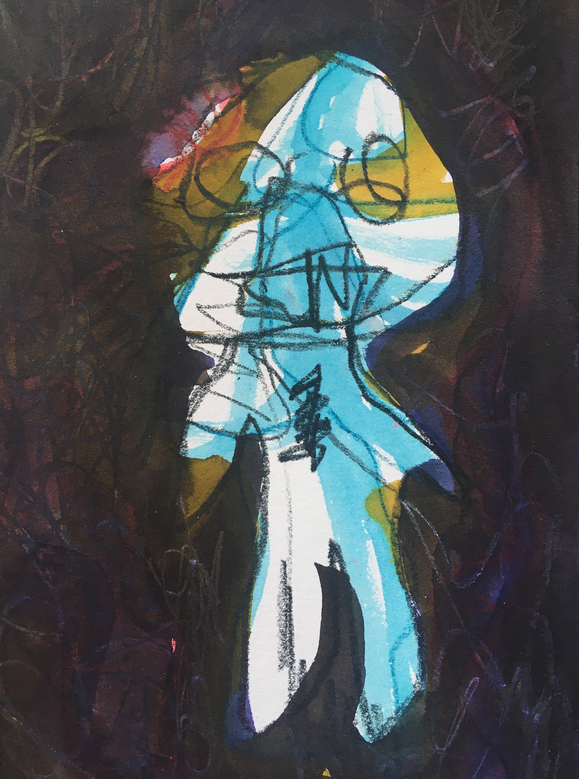 The broken hearted III, 2022, 18.5cm x 14cm, mixed media on paper