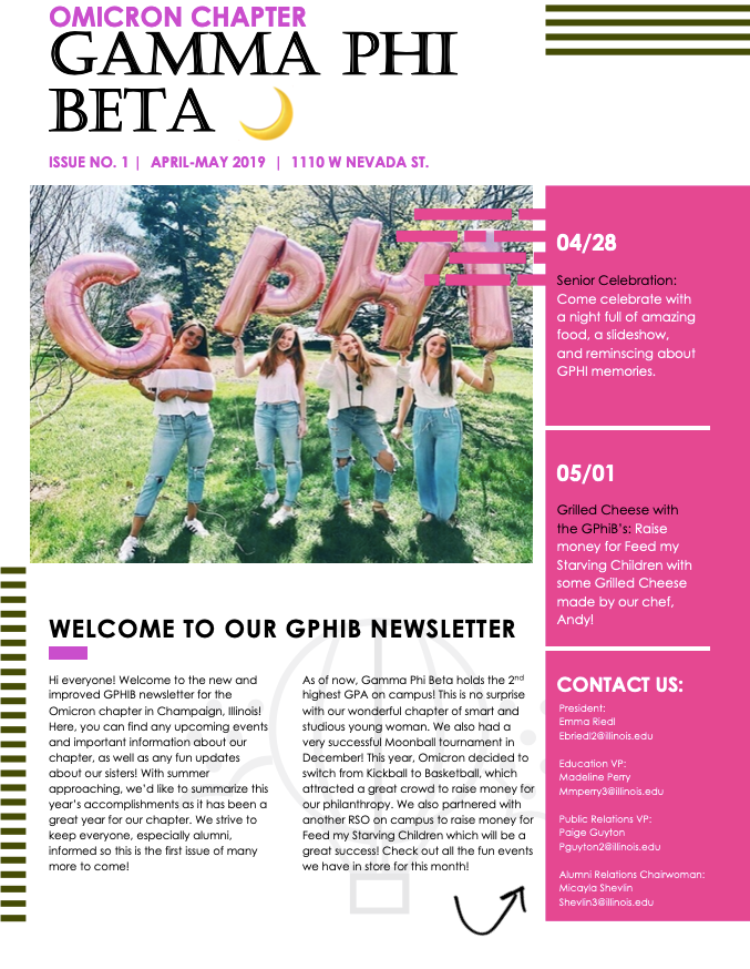 Gamma Phi Beta Newsletter (1/2)