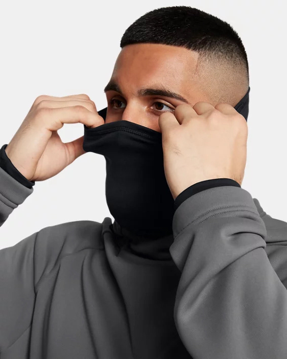 Muhammad Abbasi | Under Armour | Hats & Accessories | Black neck gaiter, grey hoodie