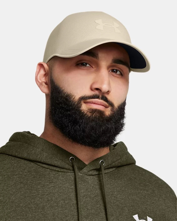 Muhammad Abbasi | Under Armour | Hats & Accessories | Beige hat, olive green hoodie