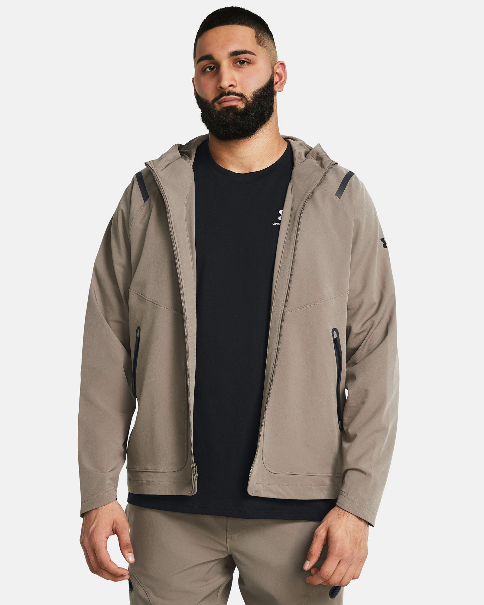 Muhammad Abbasi | Under Armour | Ecom Shoot | Beige jacket with black tee