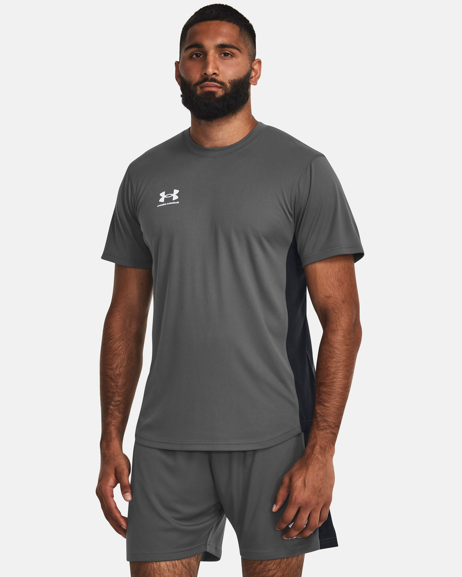 Muhammad Abbasi | Under Armour | Ecom Shoot | Grey short-sleeve tee with black side panels