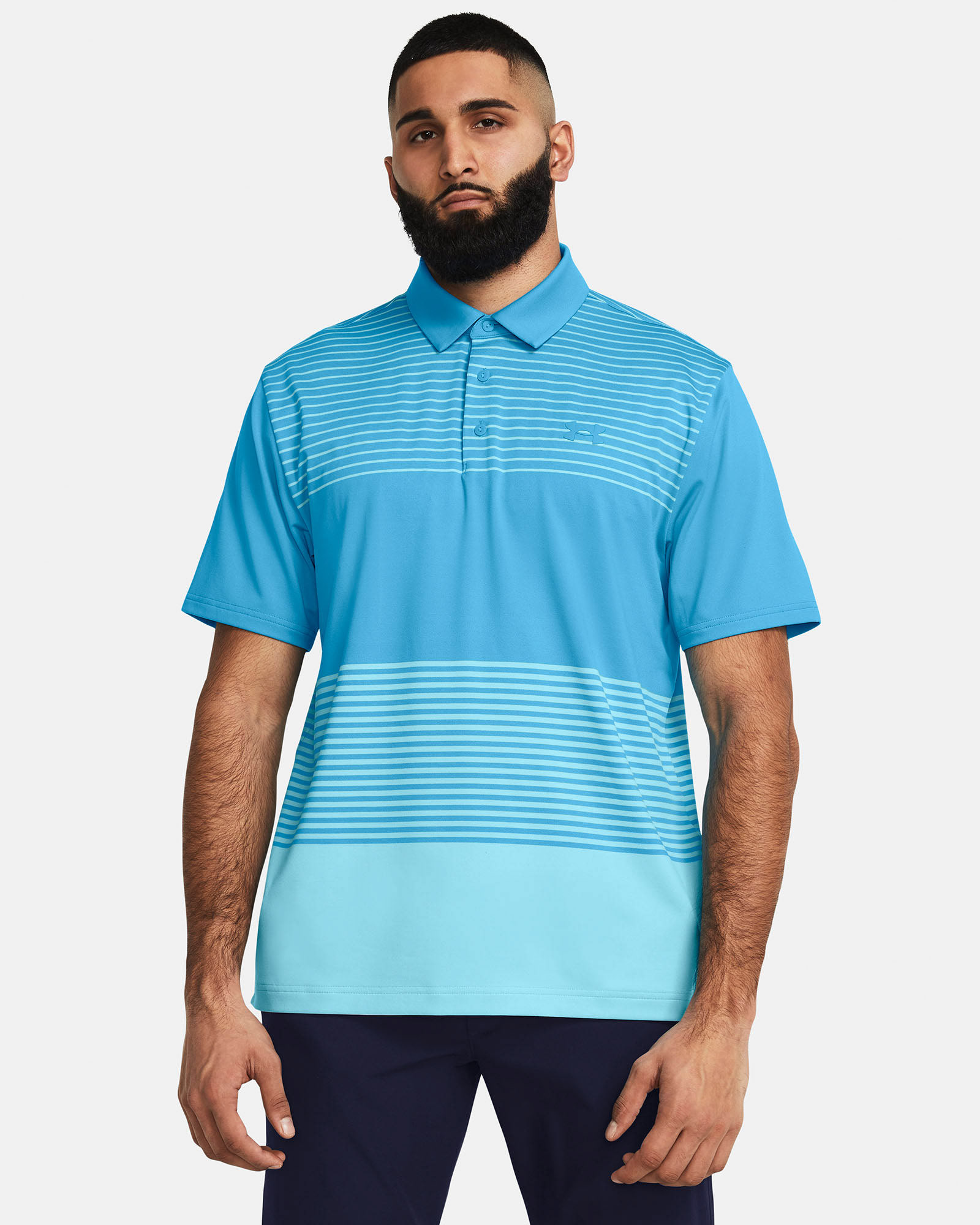 Muhammad Abbasi | Under Armour | Ecom Shoot | Light blue striped polo shirt