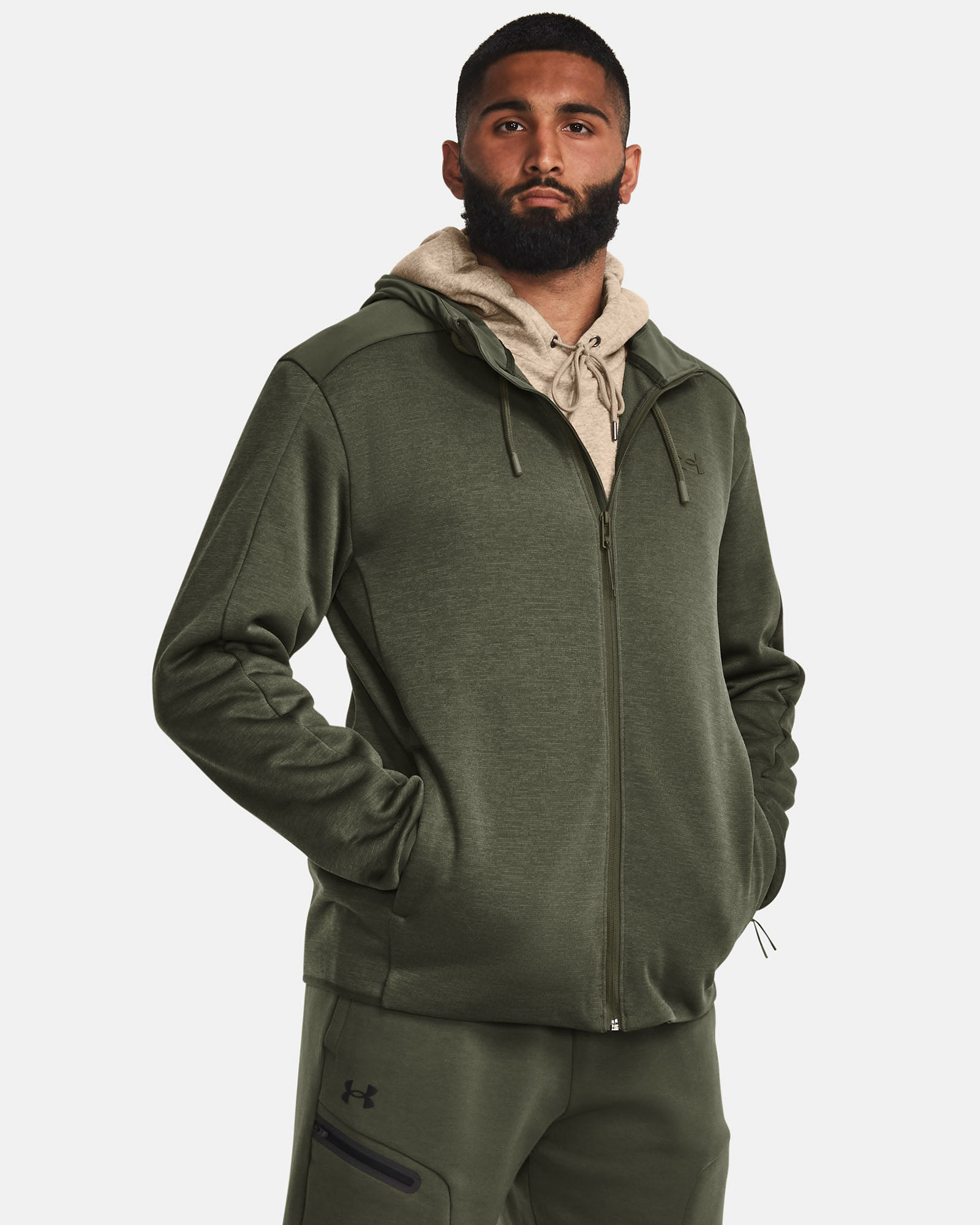 Muhammad Abbasi | Under Armour | Ecom Shoot | Olive full-zip hoodie 