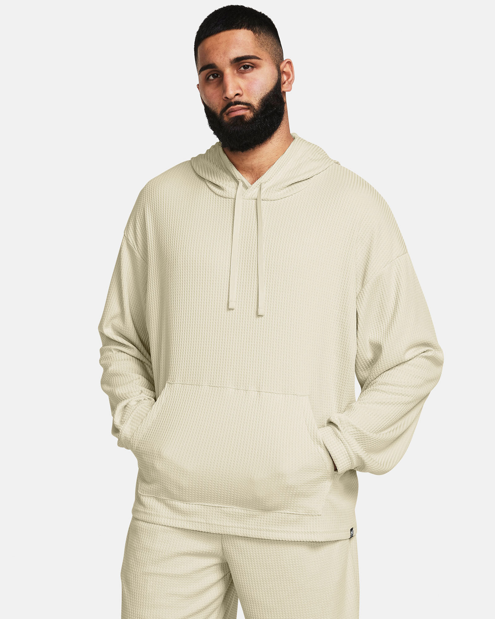 Muhammad Abbasi | Under Armour | Ecom Shoot | Beige oversized hoodie 