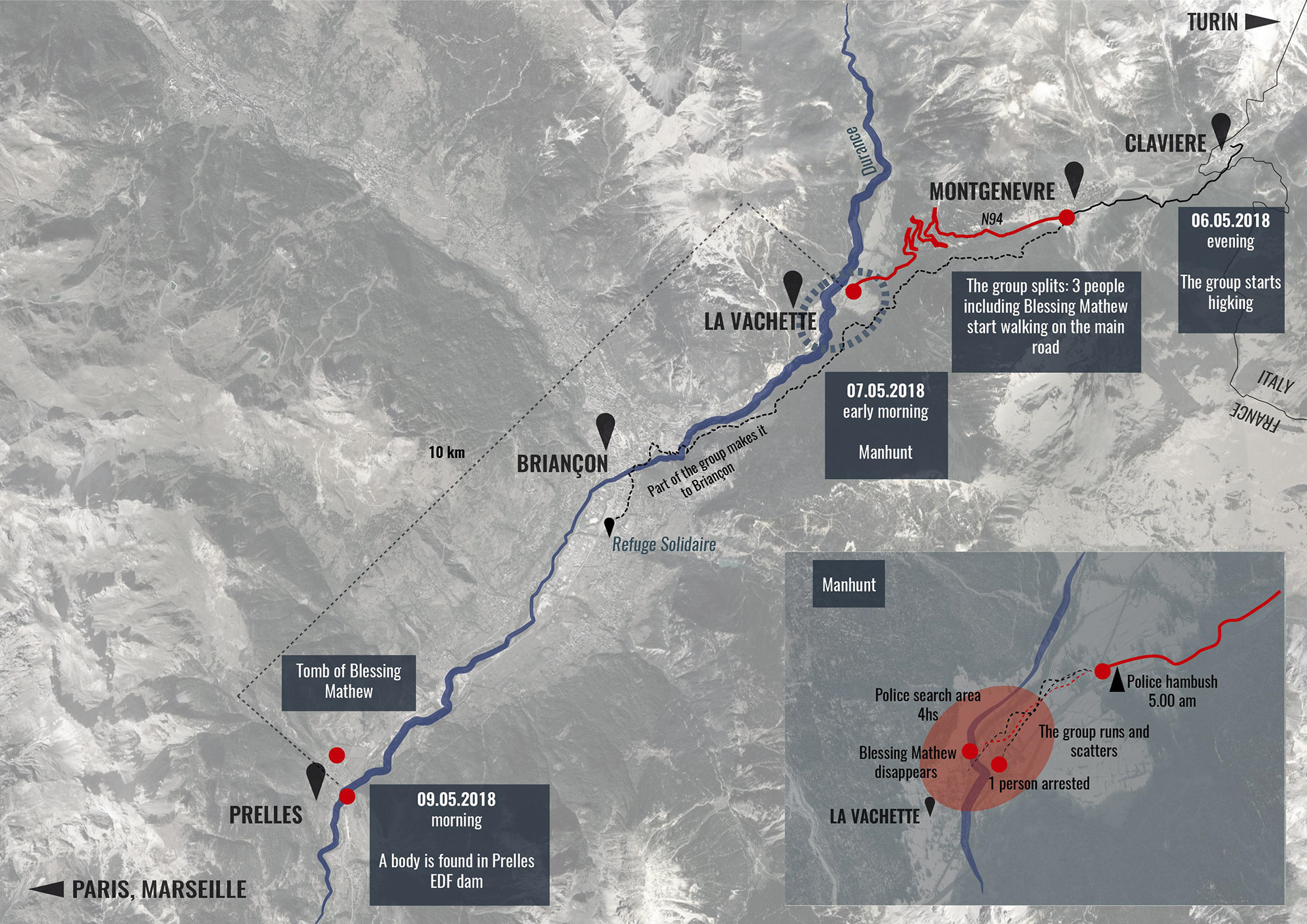 Map of the migrant, Blessing's journey across the Susa Valley