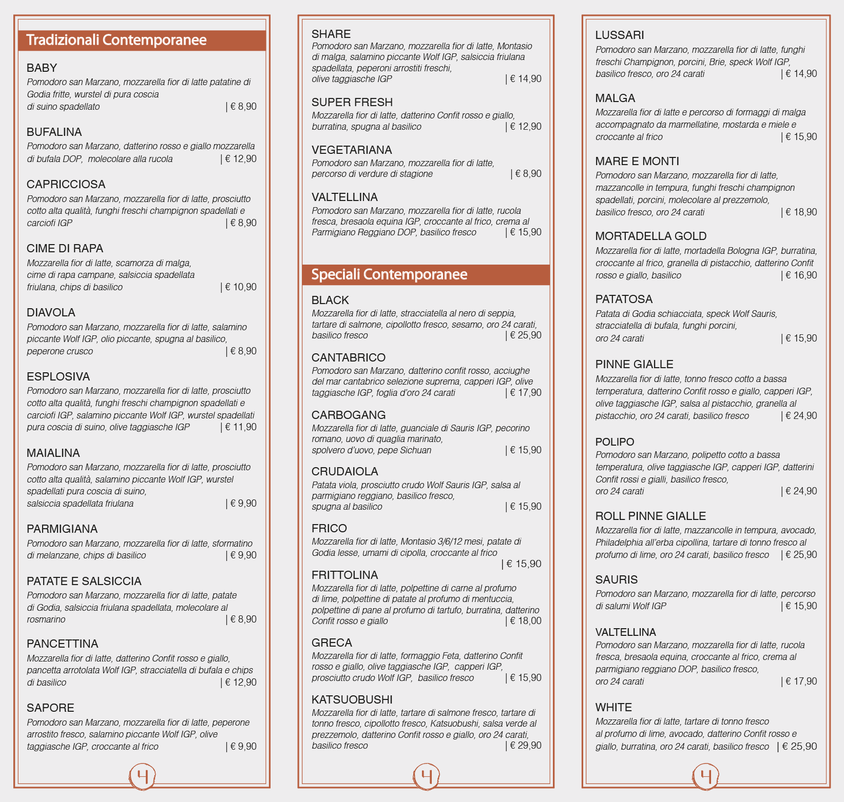 LISTINI | esempio di listino per il ristorante "share"