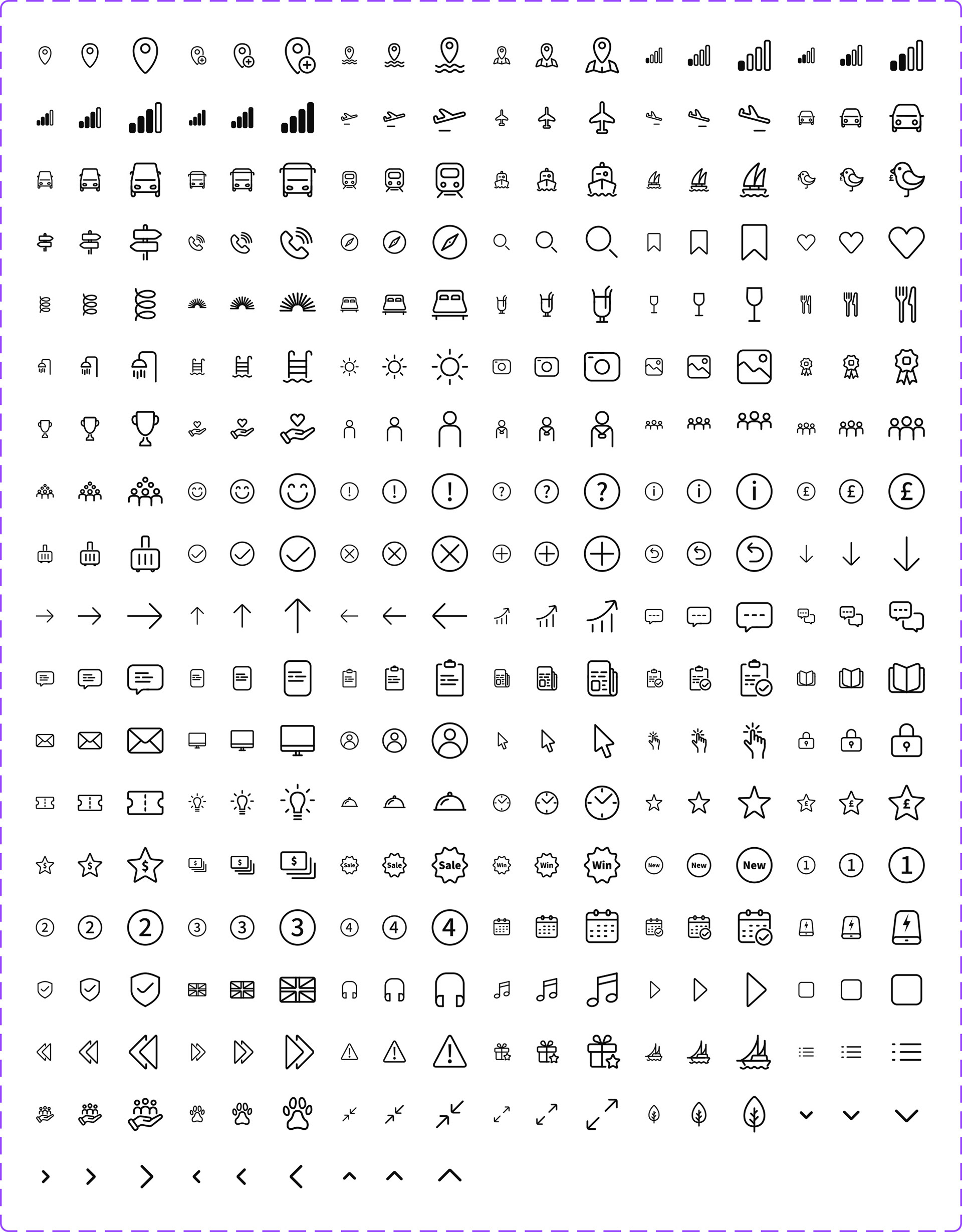 A custom-drawn set of iconography