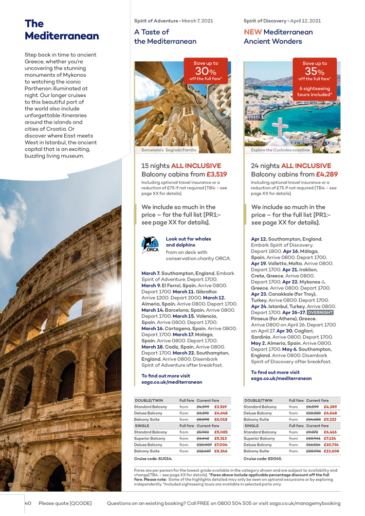 Cruise layout with intro section
