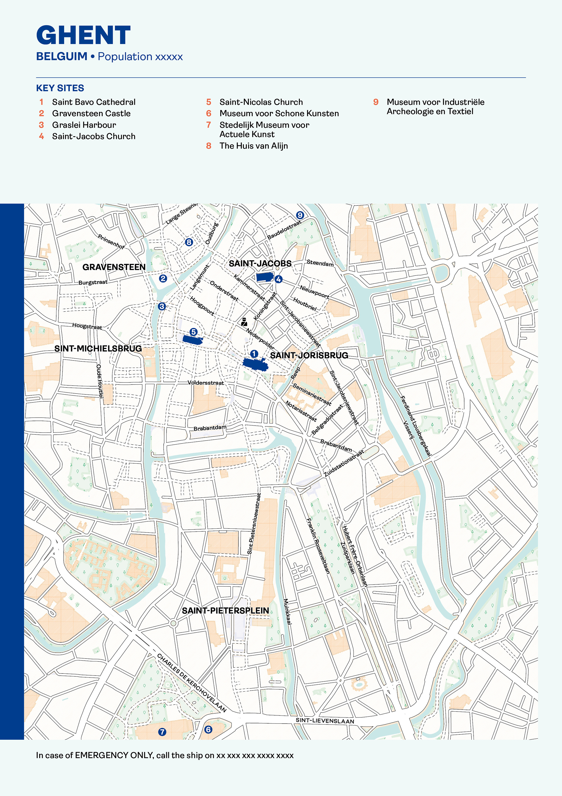 River cruise port map in template