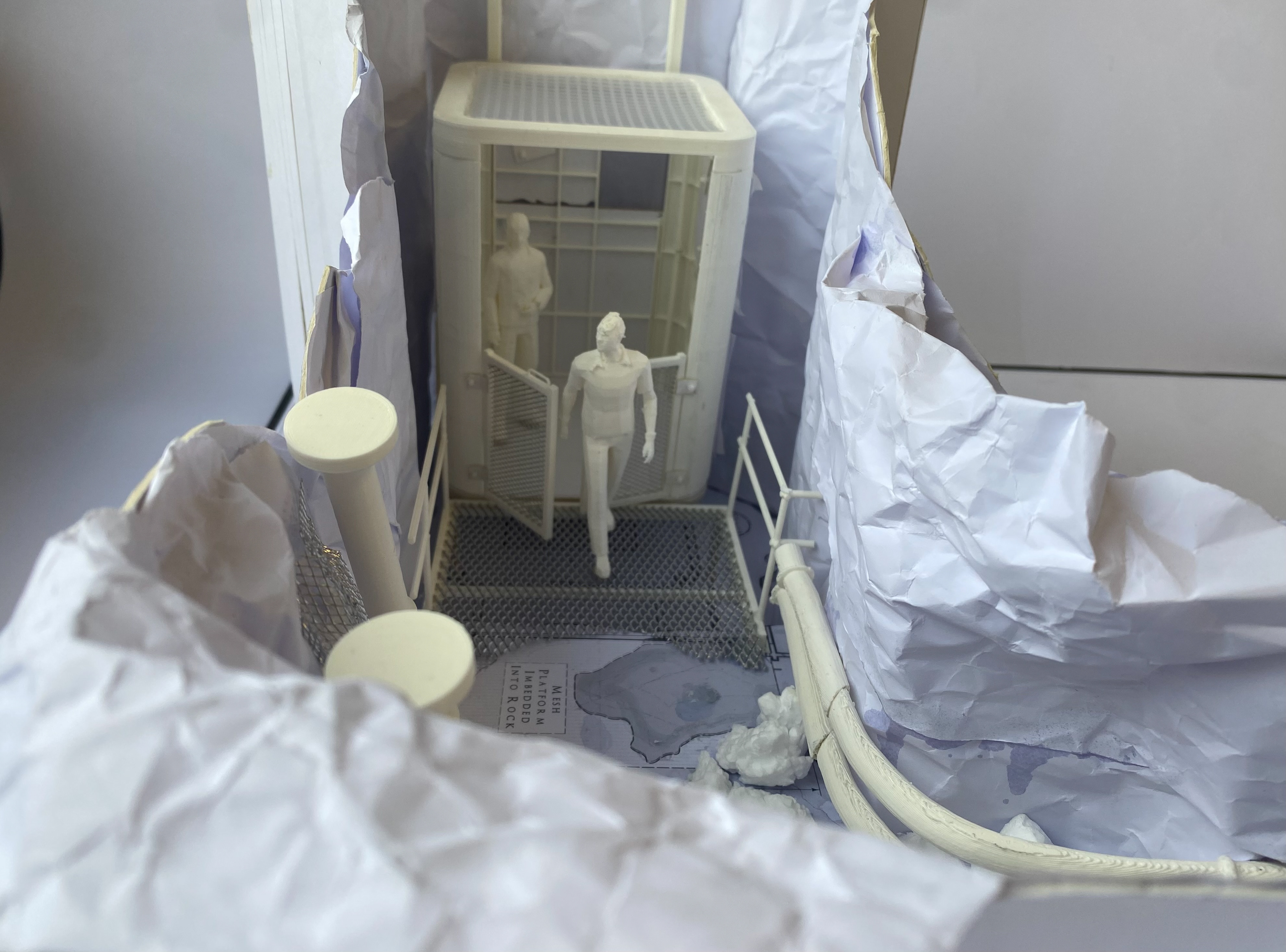 1:50 model, whitecard & 3D printed