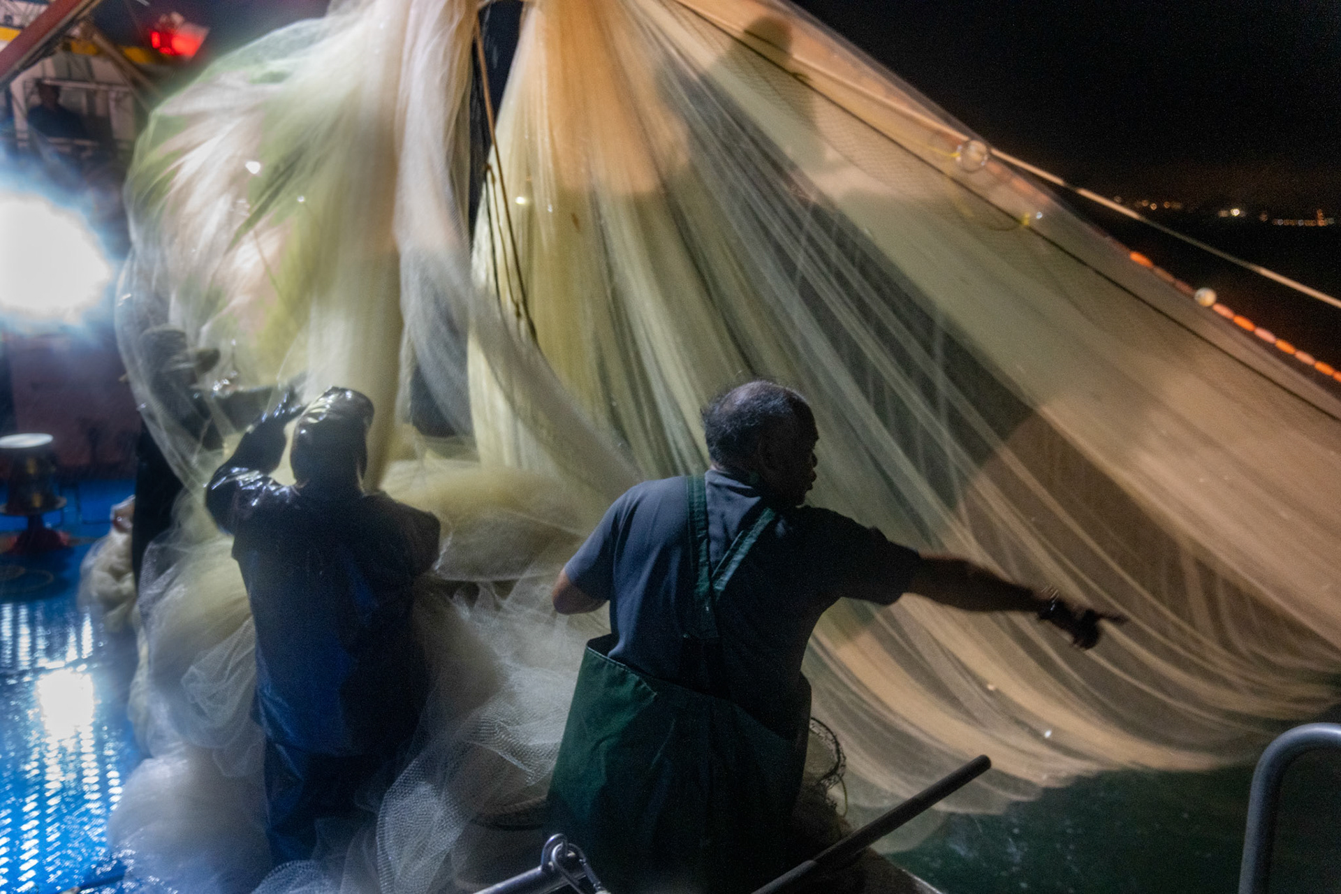 On a two day overnight fishing trip we follow one boat going out to fish off Lamma Island overnight and return to sell the fish in the Aberdeen fish market. 22/5/2022, Aberdeen, Hong Kong, China.