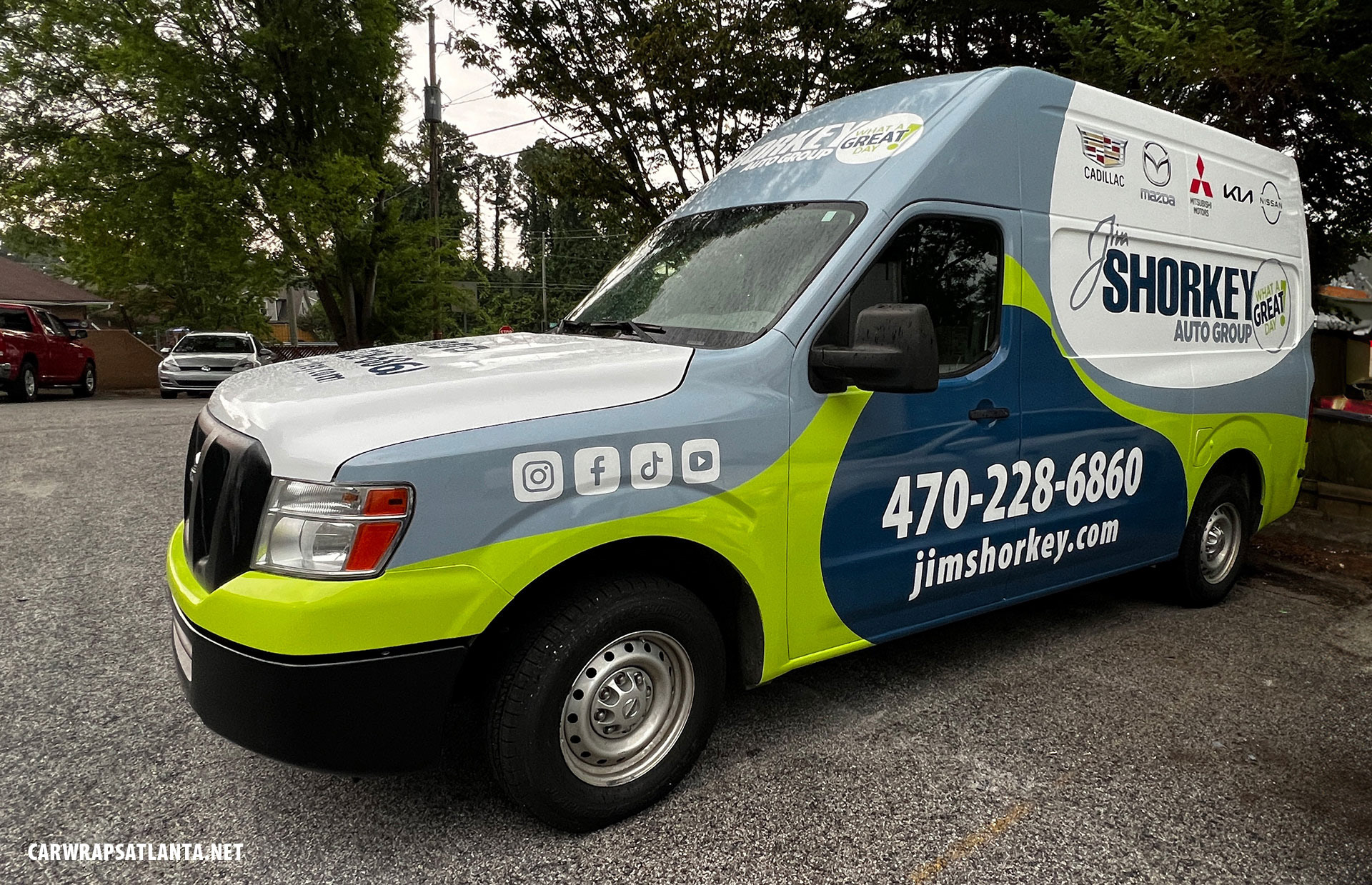 Quality that Endures: We take pride in our meticulous design, printing, and installation approach. We create full wraps that look stunning and protect your vehicle's original paint, ensuring longevity and durability. Jim Shorkey Auto Group's Trusted Partner: Our partnership with Jim Shorkey Auto Group speaks volumes about the quality of our work. We've had the privilege of enhancing their fleet of Nissan NV Cargo Vans, helping them make a lasting impression wherever they go.