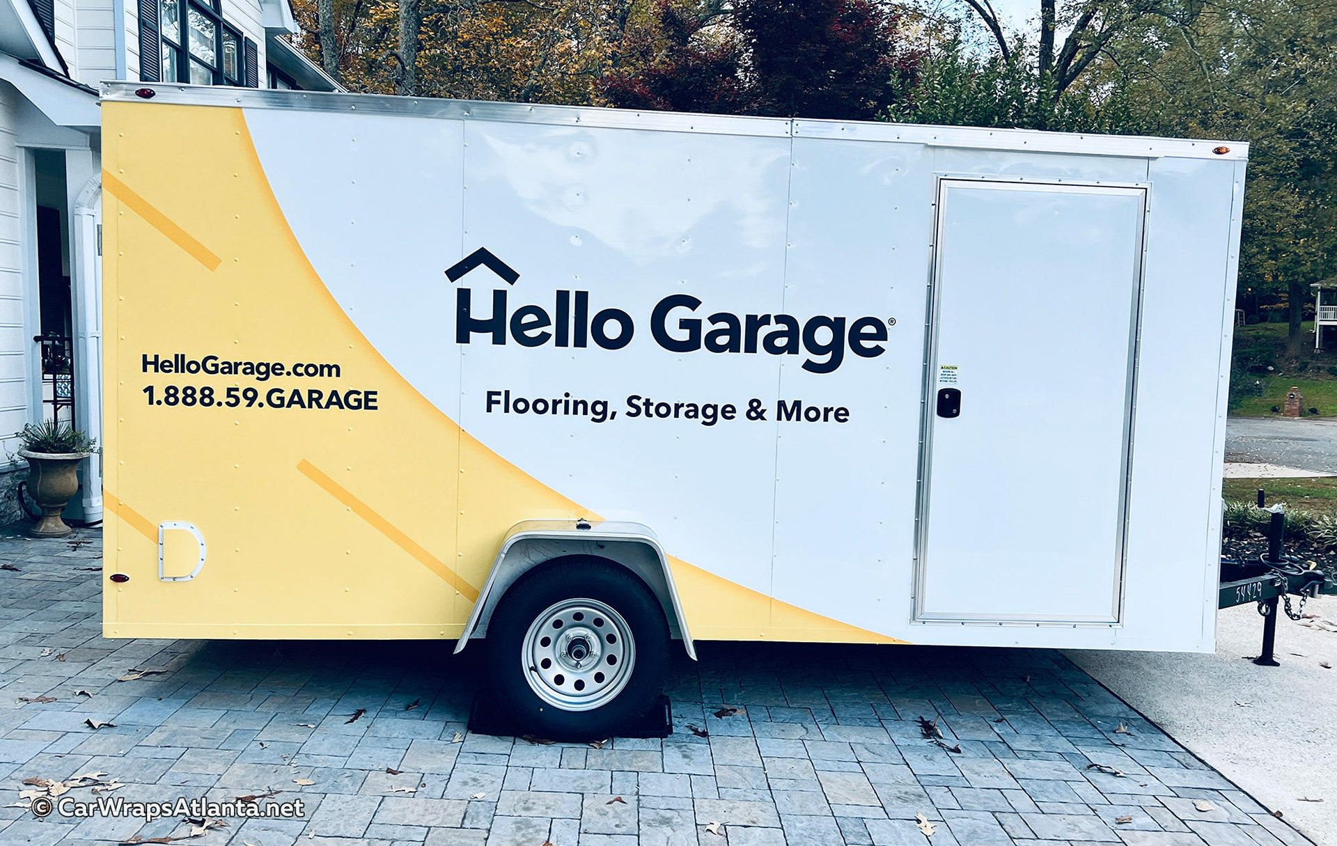 Full commercial trailer wrap for Hello Garage, a home renovation company in Atlanta.