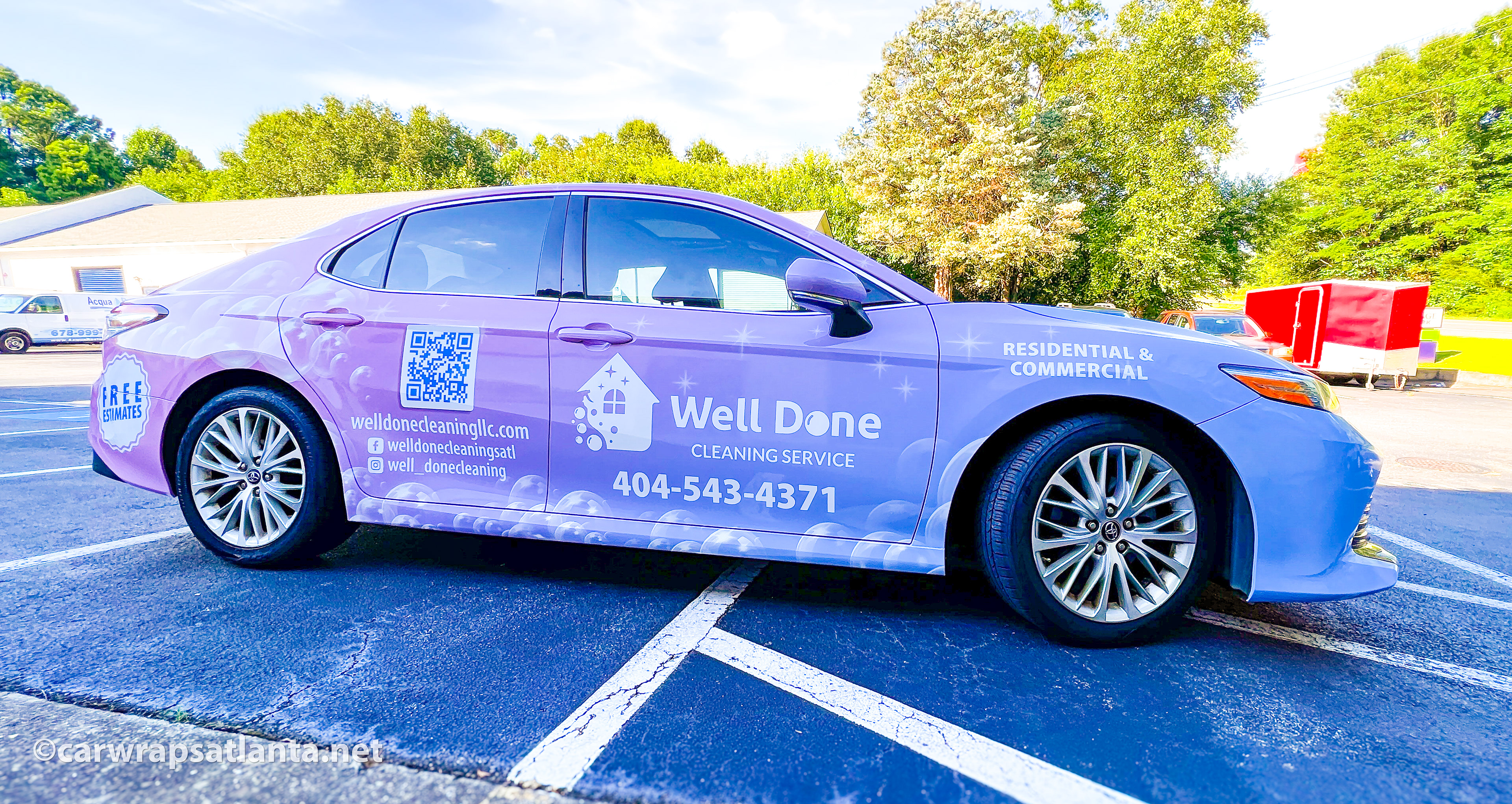 Hero image: Before photo of a white Toyota Camry before applying the full wrap for the cleaning service.
