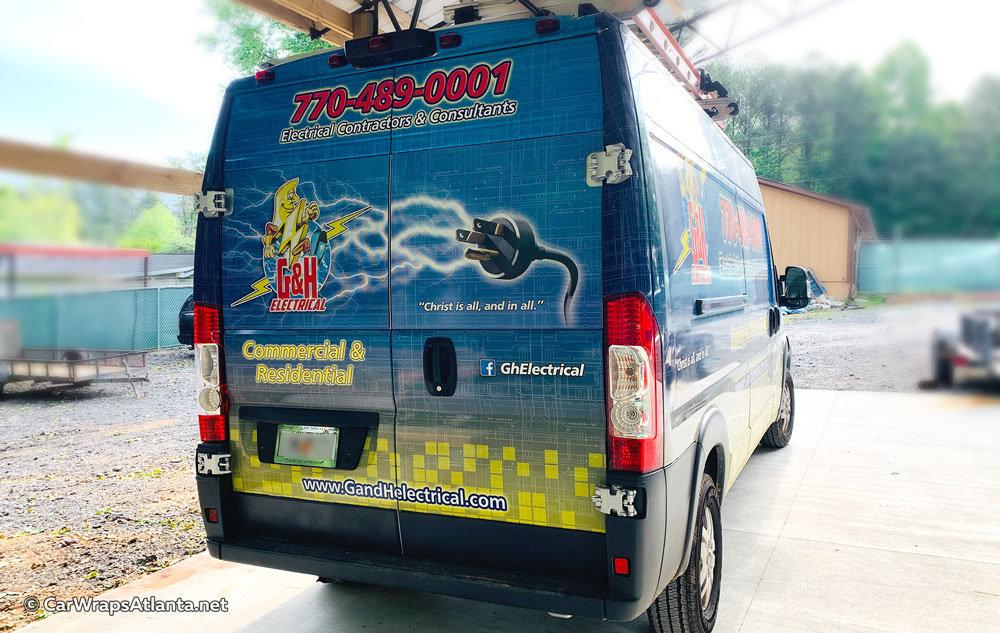 Finished vehicle wrap showcasing mobile advertising in the Atlanta metro area.