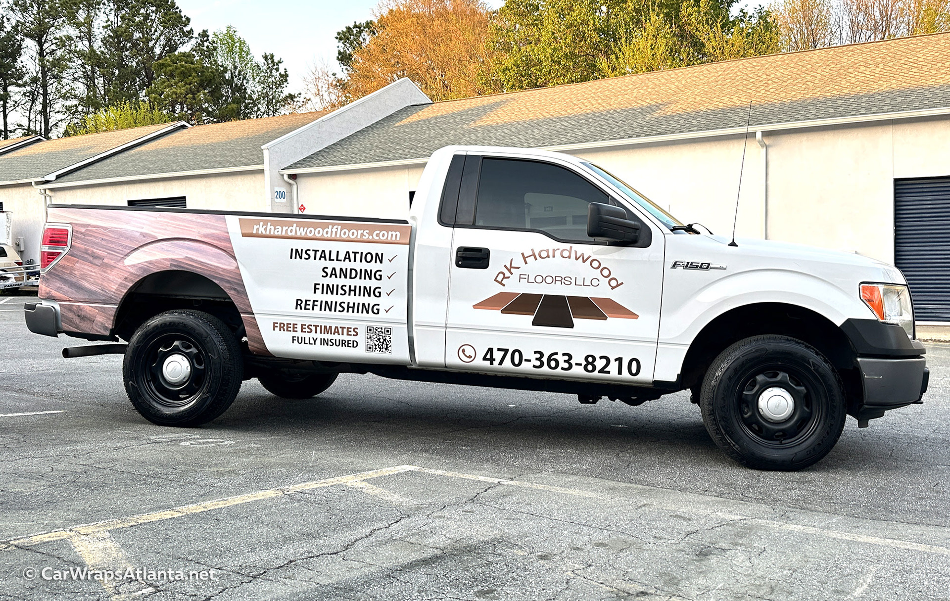 Partial wrap on Ford F-150 for Atlanta flooring company with custom vinyl vehicle graphics