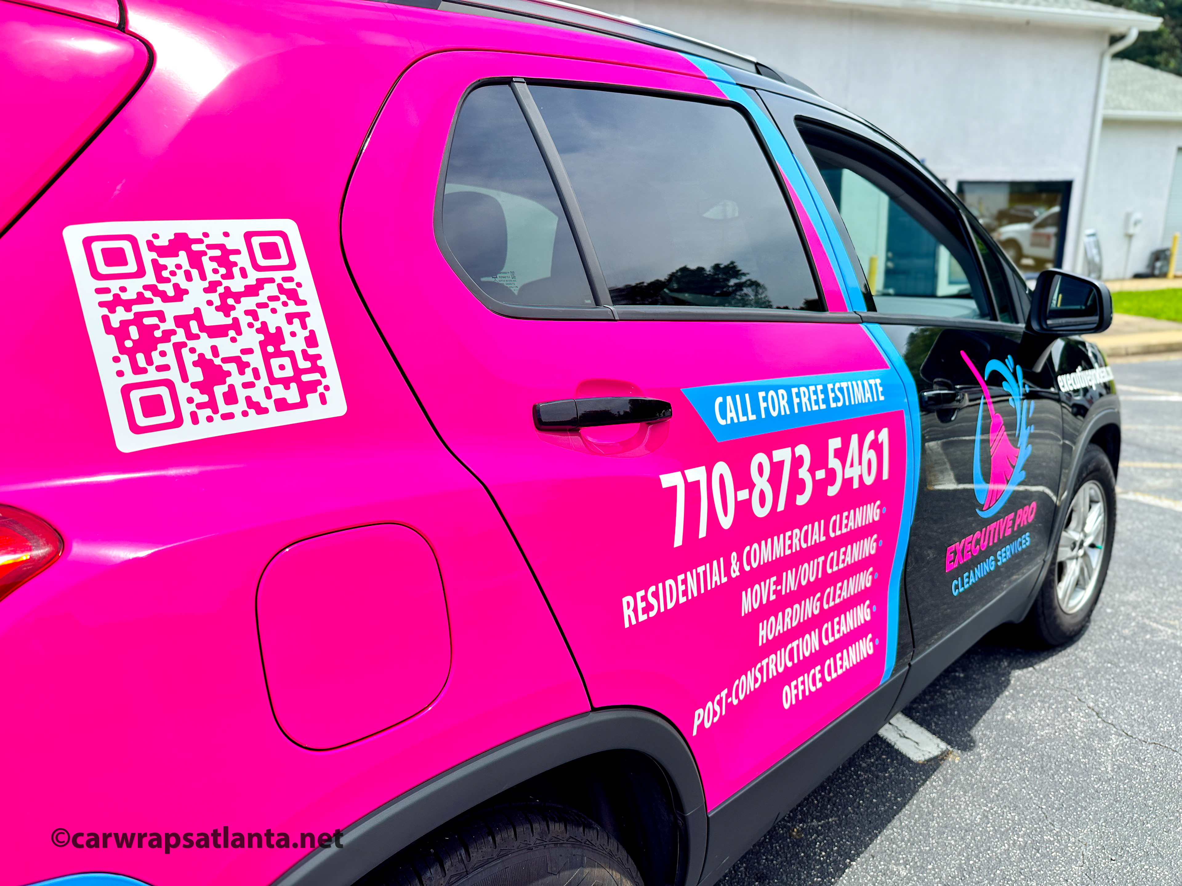 Full side view of the wrapped Chevrolet Trax demonstrating effective mobile advertising for the cleaning service.