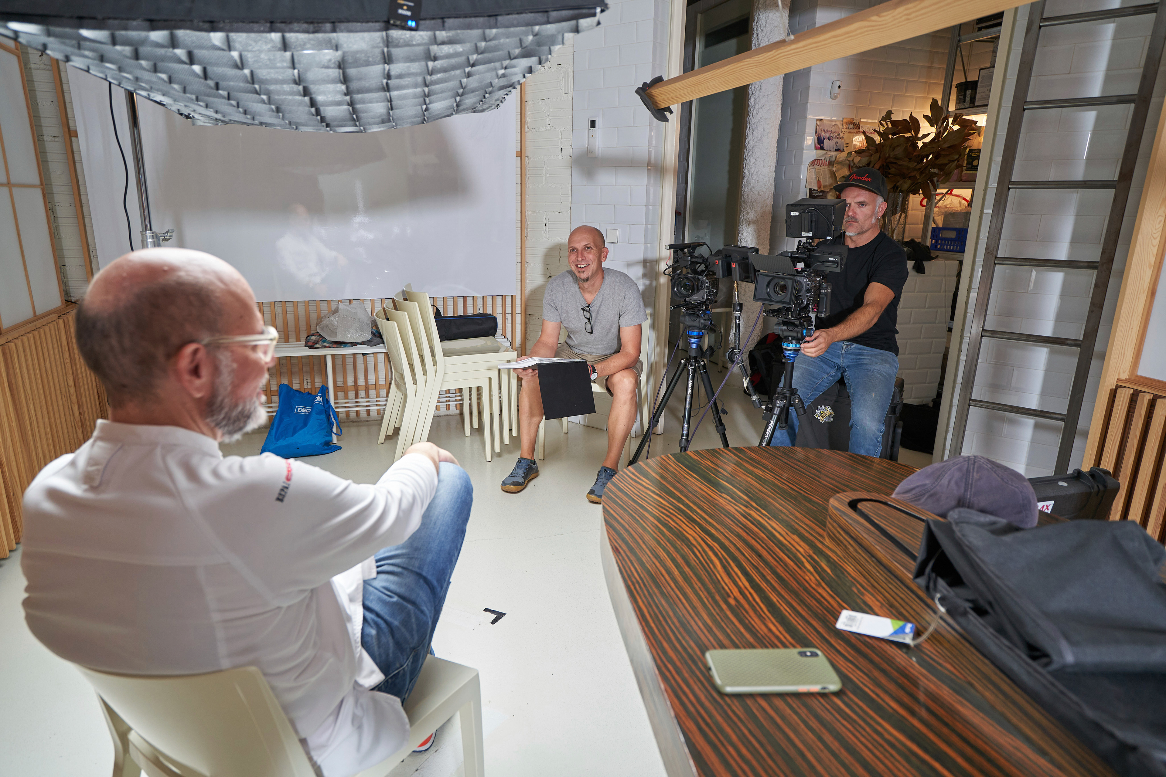 Interviewing. The most comfortable position!