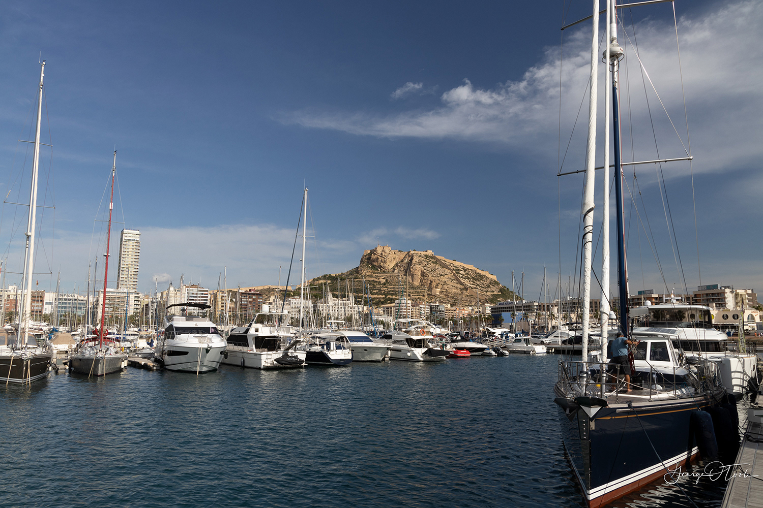 The Marina and Santa Barbara Castle Alicante Spain.