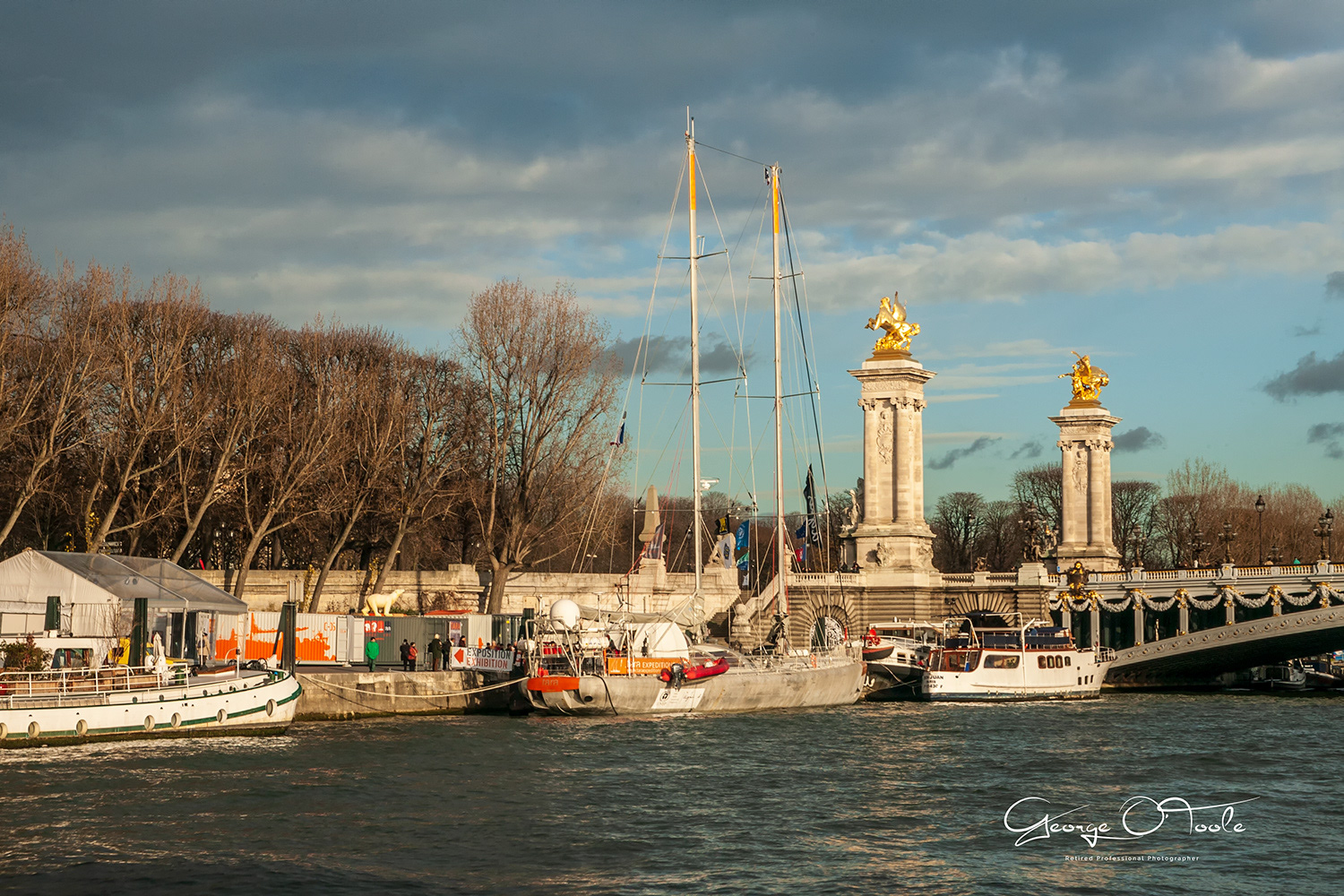 Paris Pont Alexandre III Bridge over the River Seine.