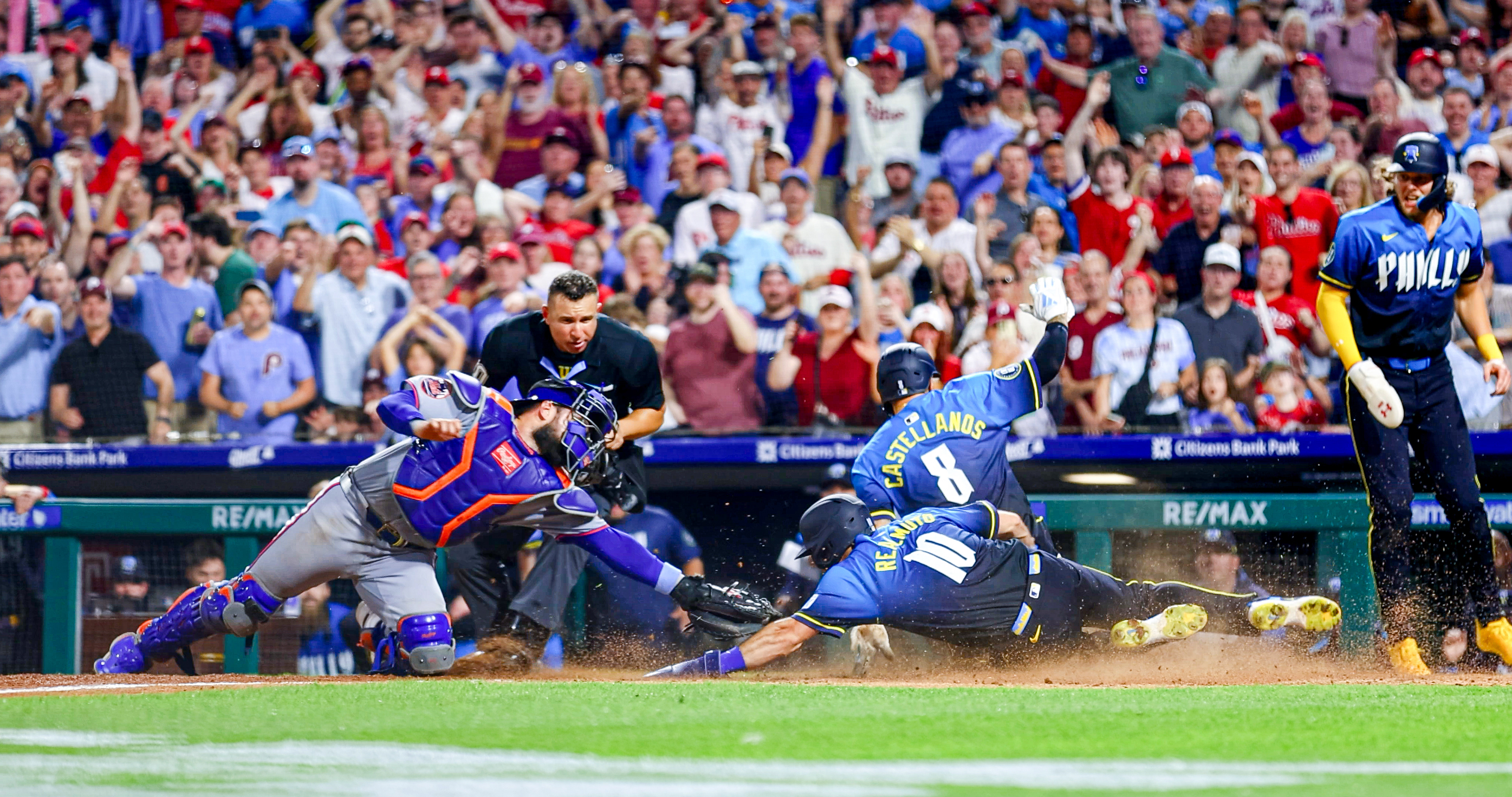 JT Realmuto and Nick Castellanos double slide sequence 1 of 2