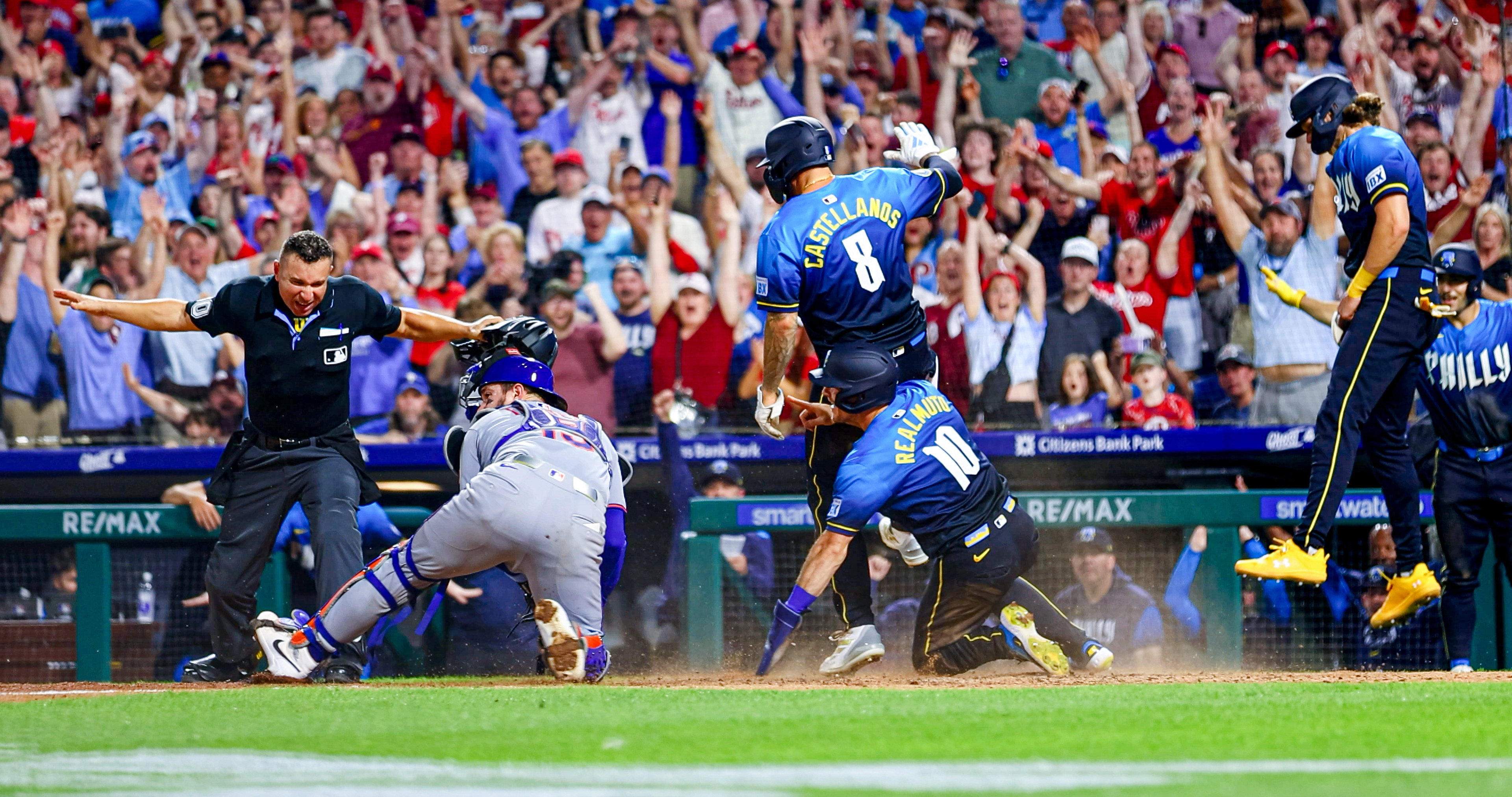 JT Realmuto and Nick Castellanos double slide sequence 2 of 2