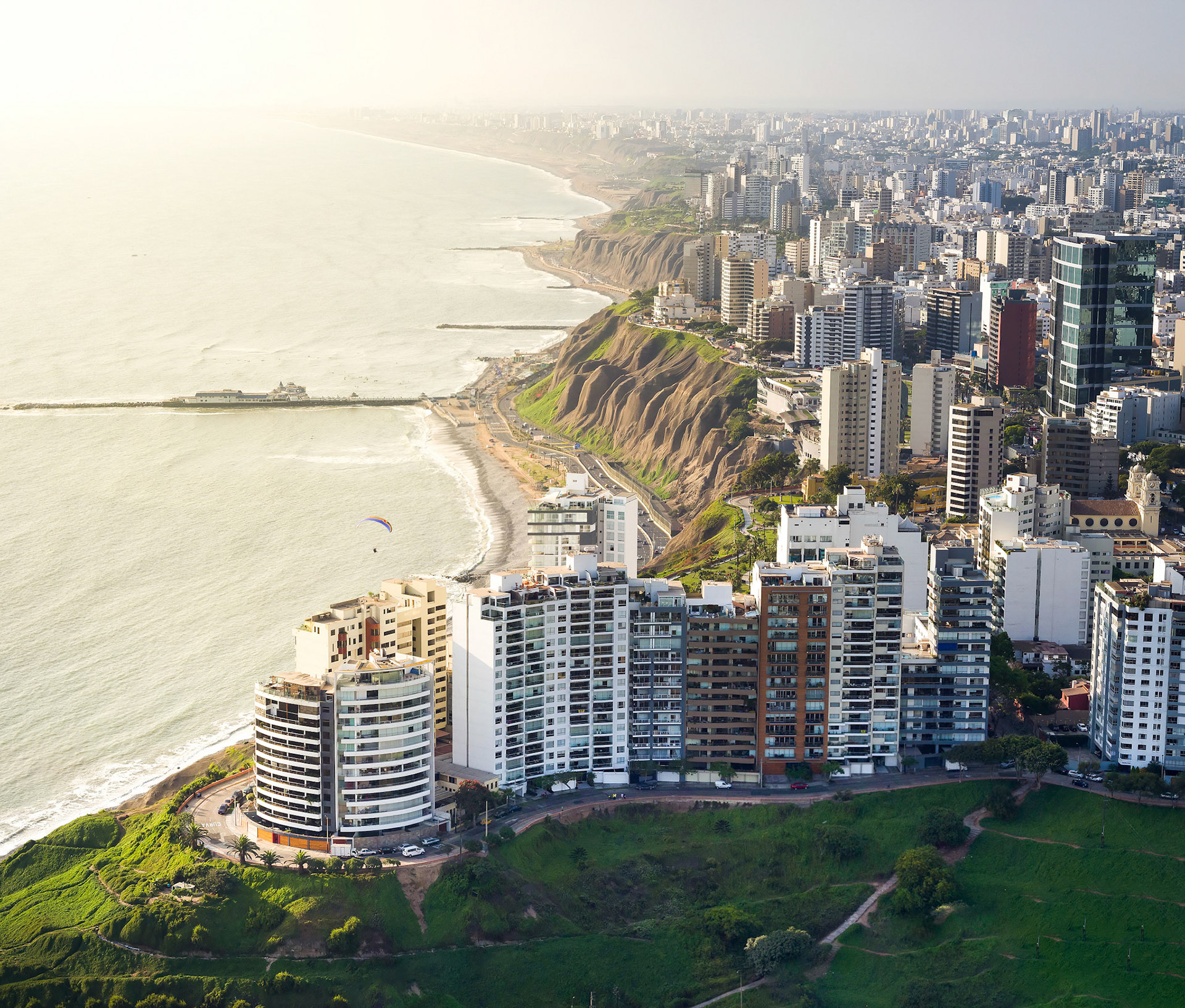 LIMA, PERU: Aerial view of Miraflores town in Lima, peru.