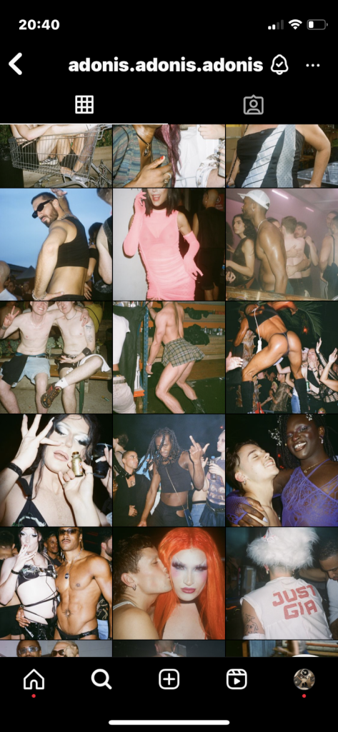 Contrasting Instagrams of Heaven (Soho) and Adonis (based in Canning Town)