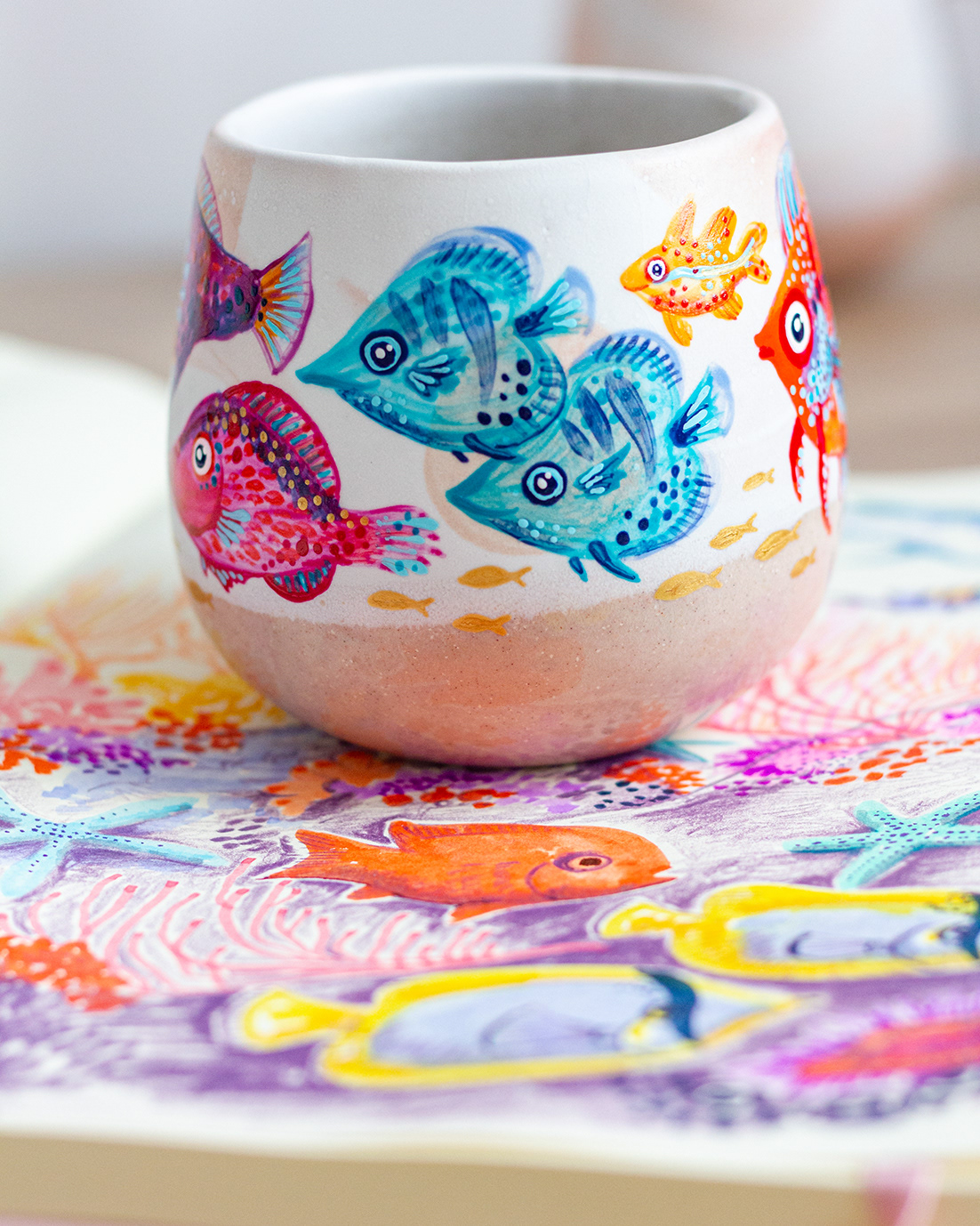 Handpainted fish mug
