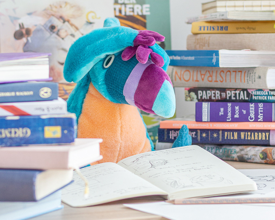 Charlie with even more books