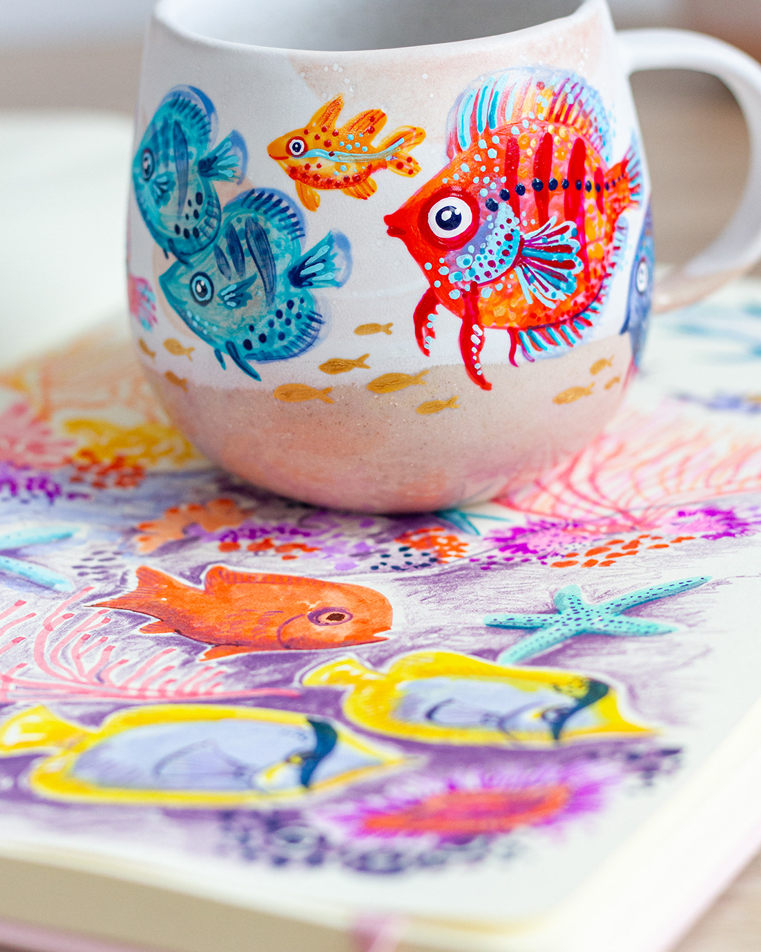 Handpainted fish mug