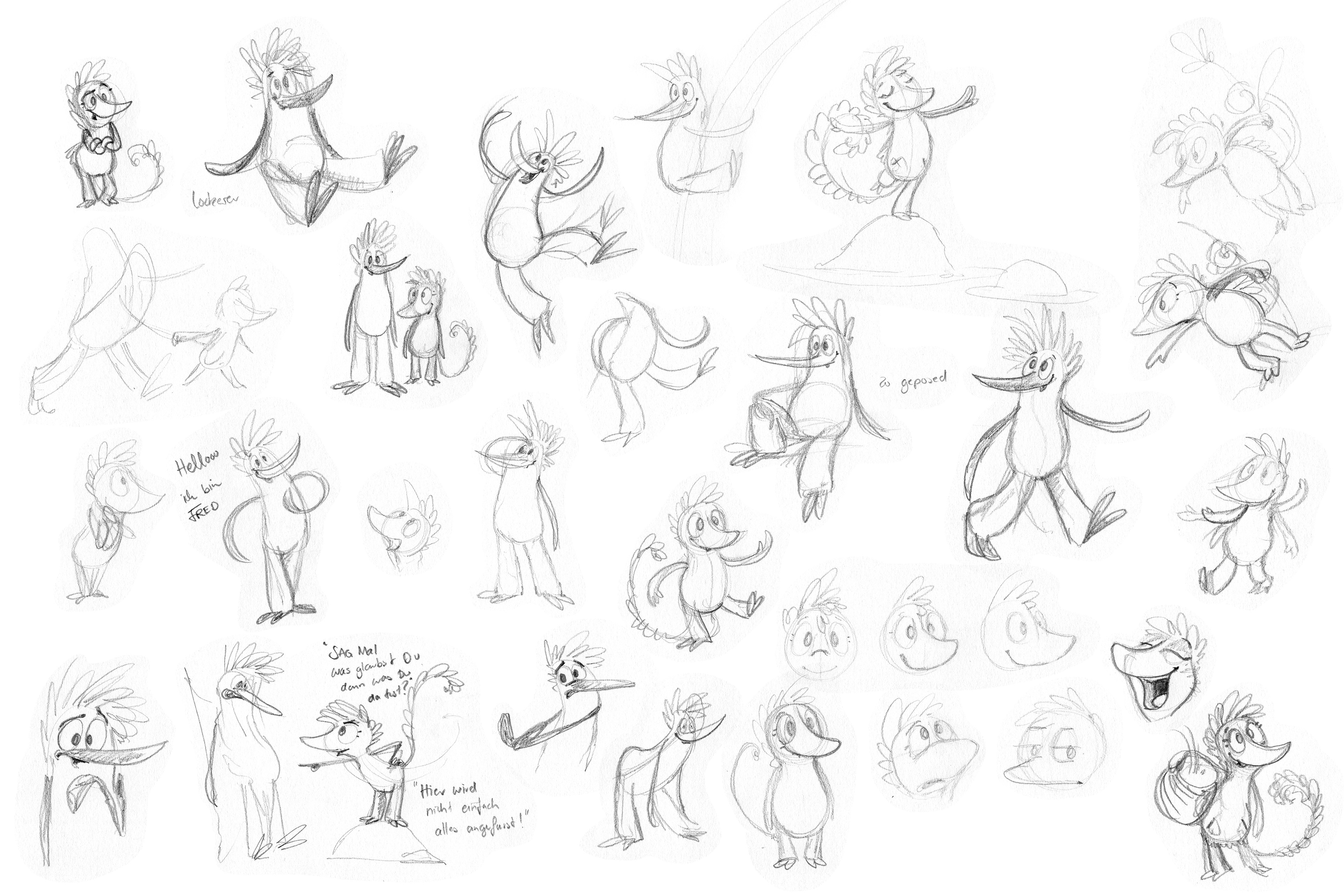 Poses and facial expressions for find Me characters