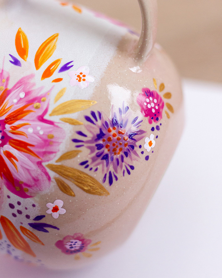 Handpainted flower mug