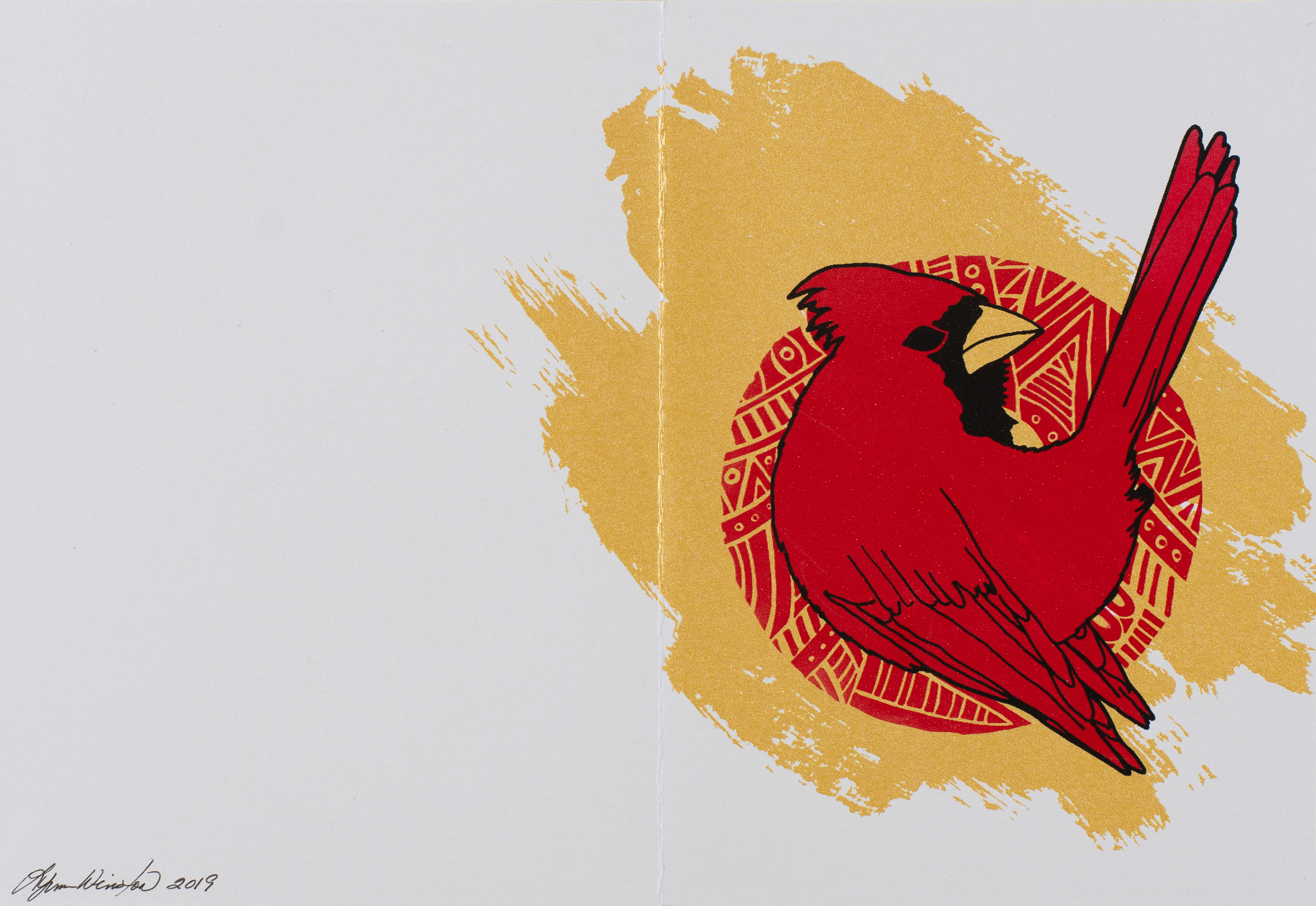 Cardinal note card (screen print 2-color)