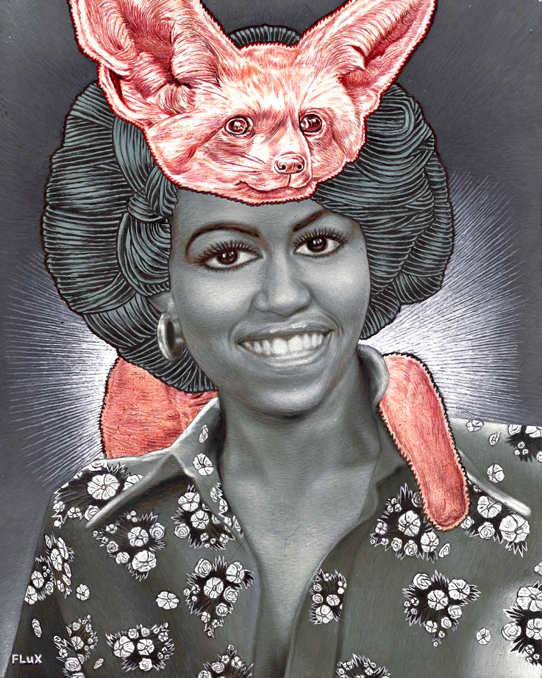 FLuX Original Oil Painting of Michelle Obama and her Spirit Animal