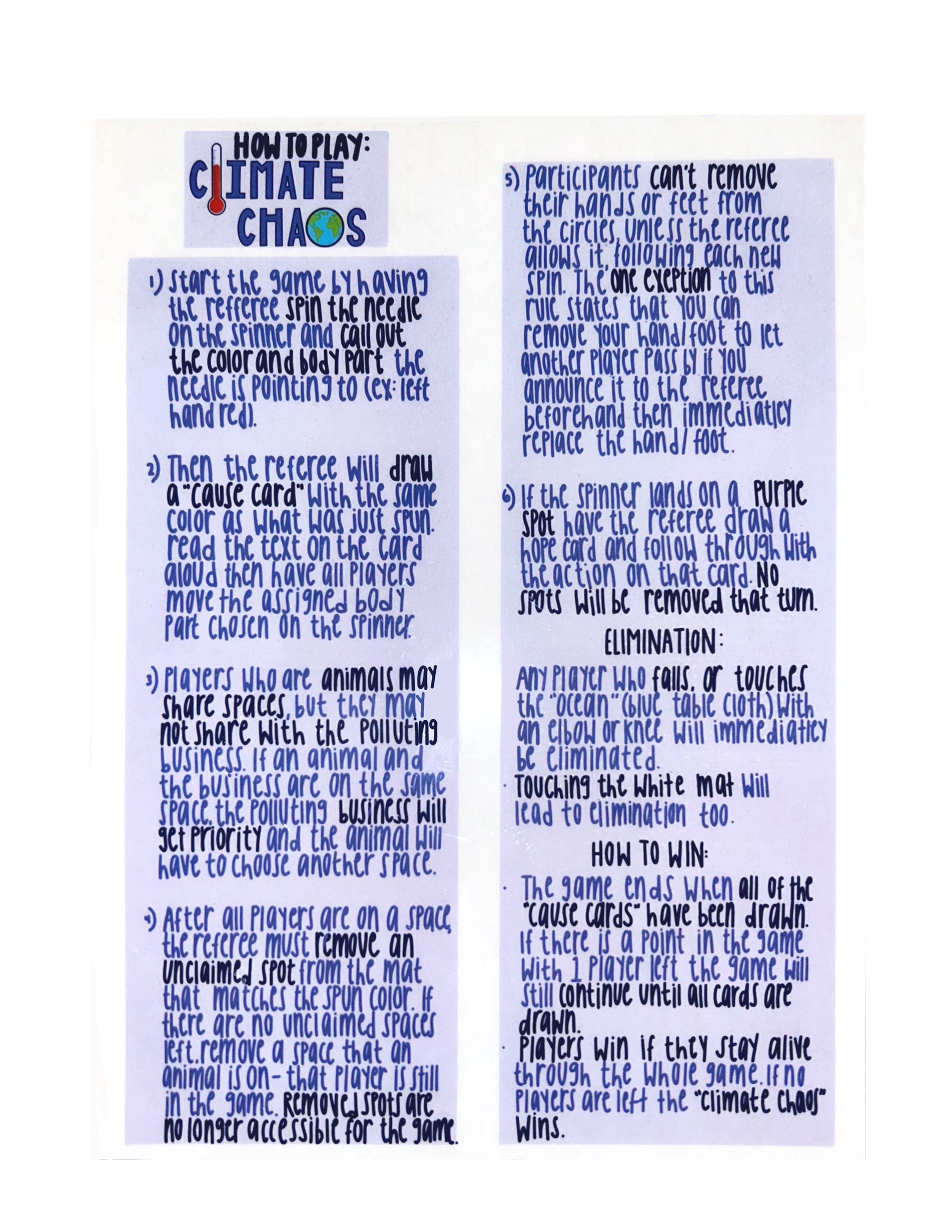 Climate Chaos Game Instructions