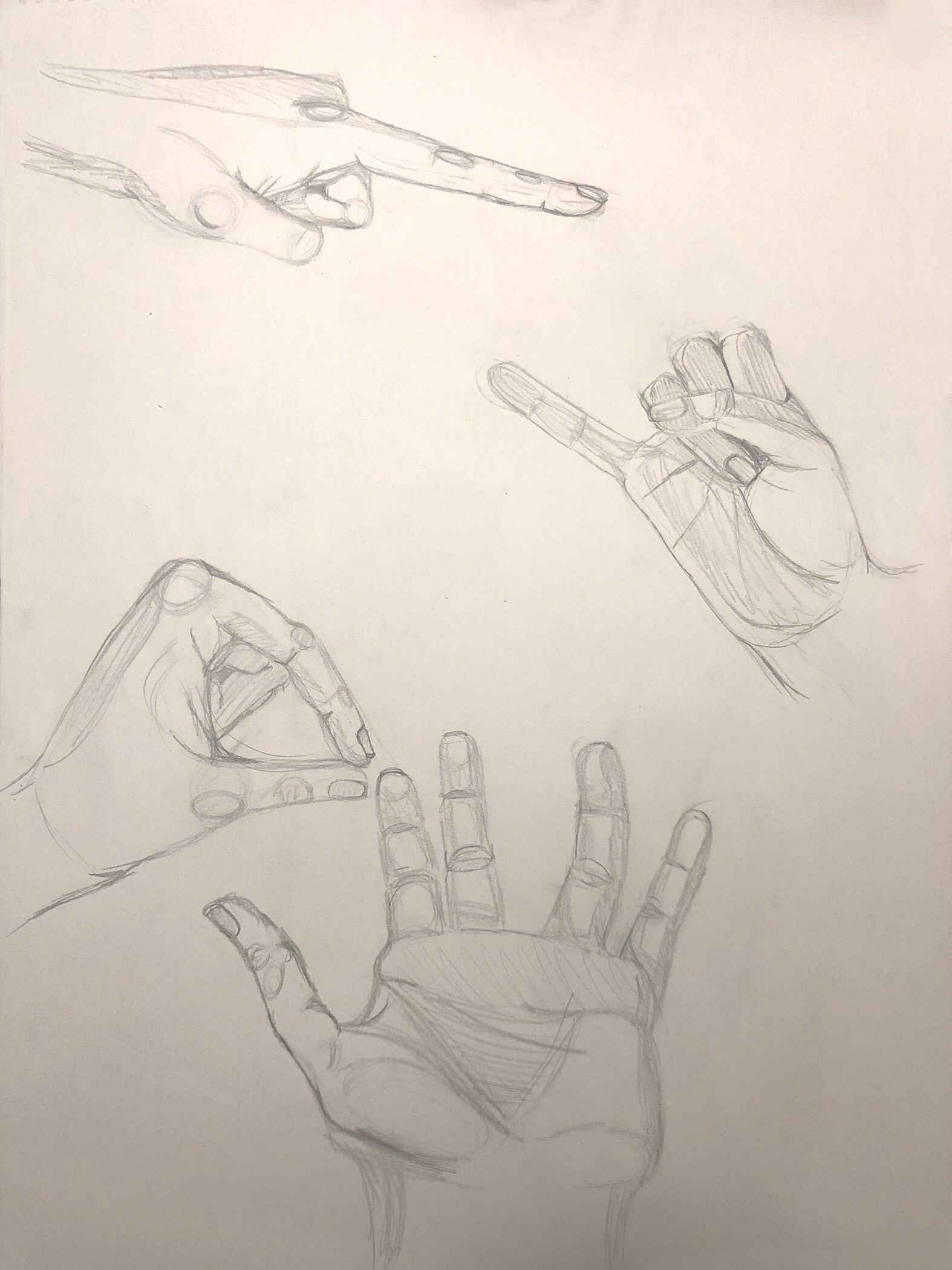 hands observation, graphite on paper